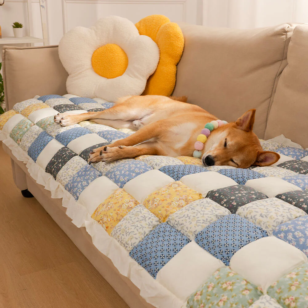 Garden Chic Cotton One-Piece Pet Friendly Protective Couch Cover