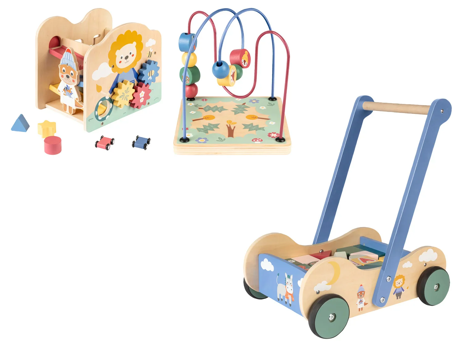lupilu Chariot  pousser ou cube de motricit en bois