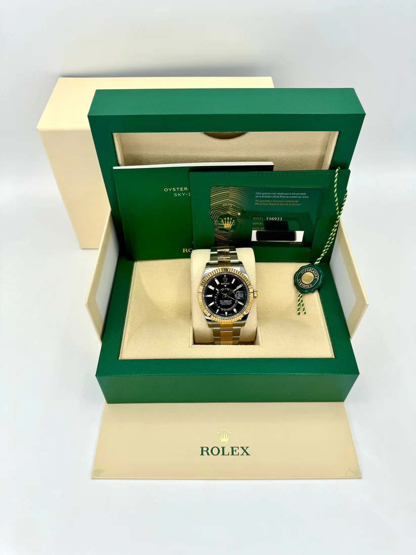 [Super Clone]RLX  Sky-Dweller 42mm Two-Tone Yellow Gold Black Dial Oyster - 336933 - New 2025