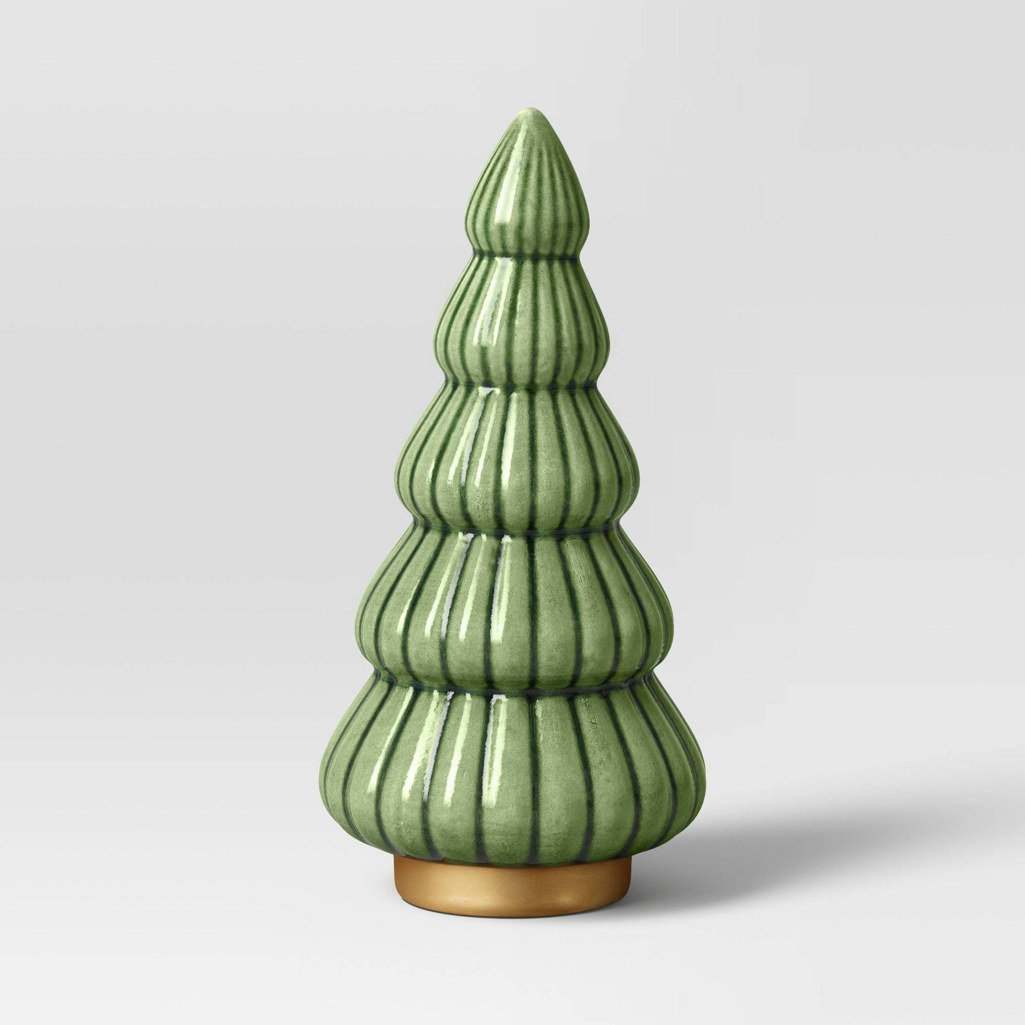 Medium Scalloped Ceramic Christmas Tree Green - Threshold