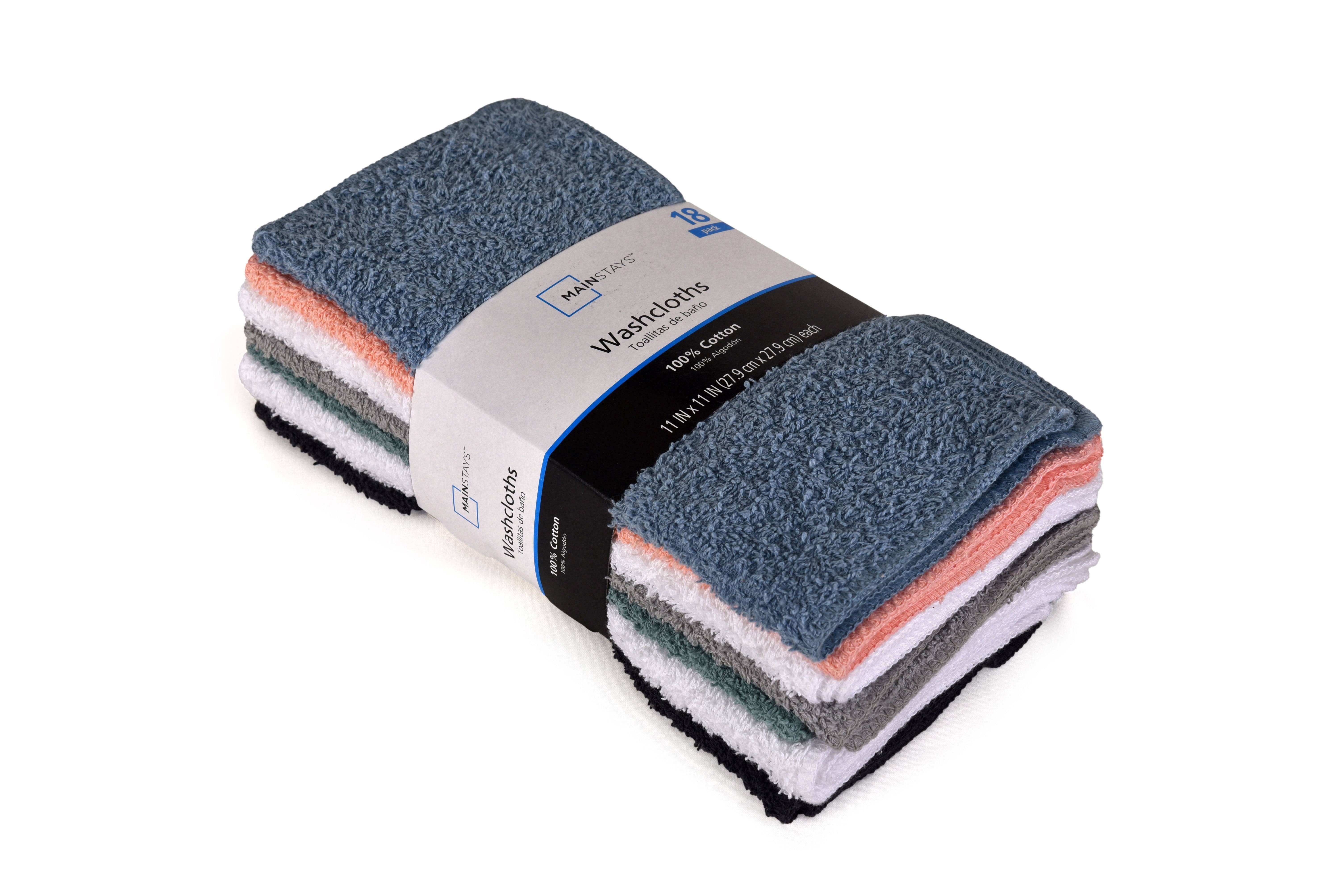Mainstays 18-Pack Washcloth Bundle, Pastel, Size: 18 PC Washcloth Set
