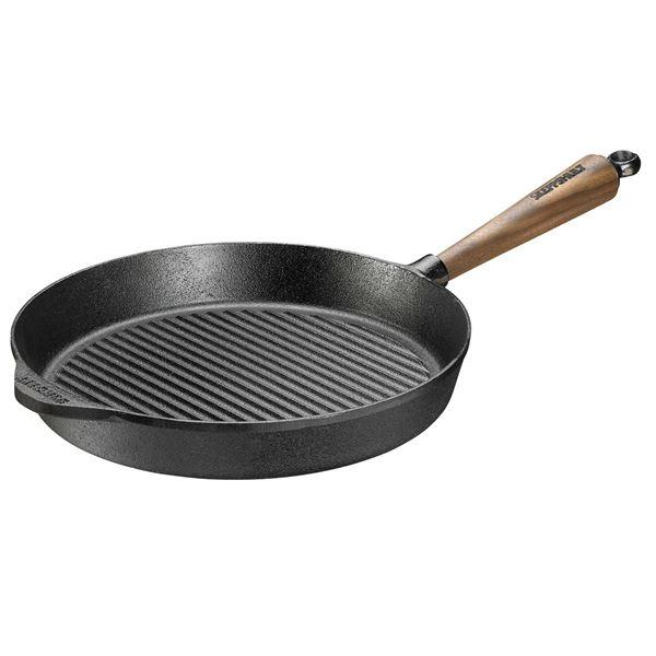 Grillpanne 28 cm med valnøtt håndtak