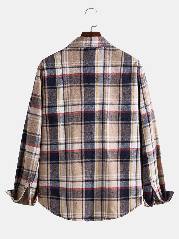 Chemise à carreaux pour homme à boutons