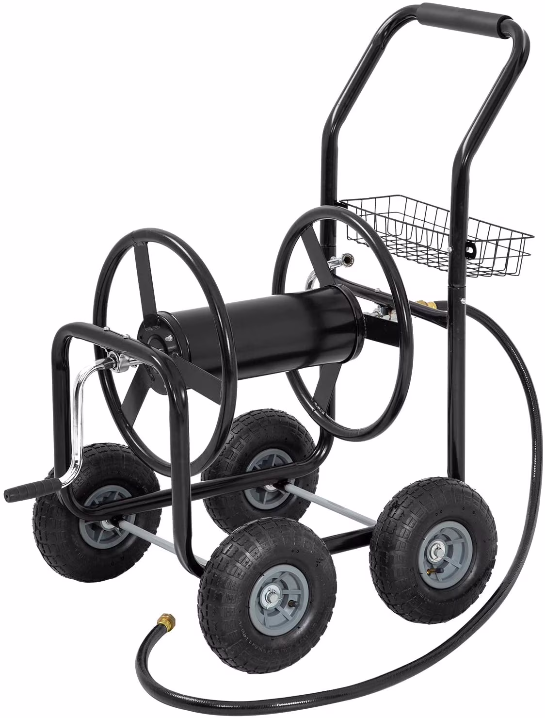 FDW Heavy-Duty Garden Hose Reel Cart w/ Basket