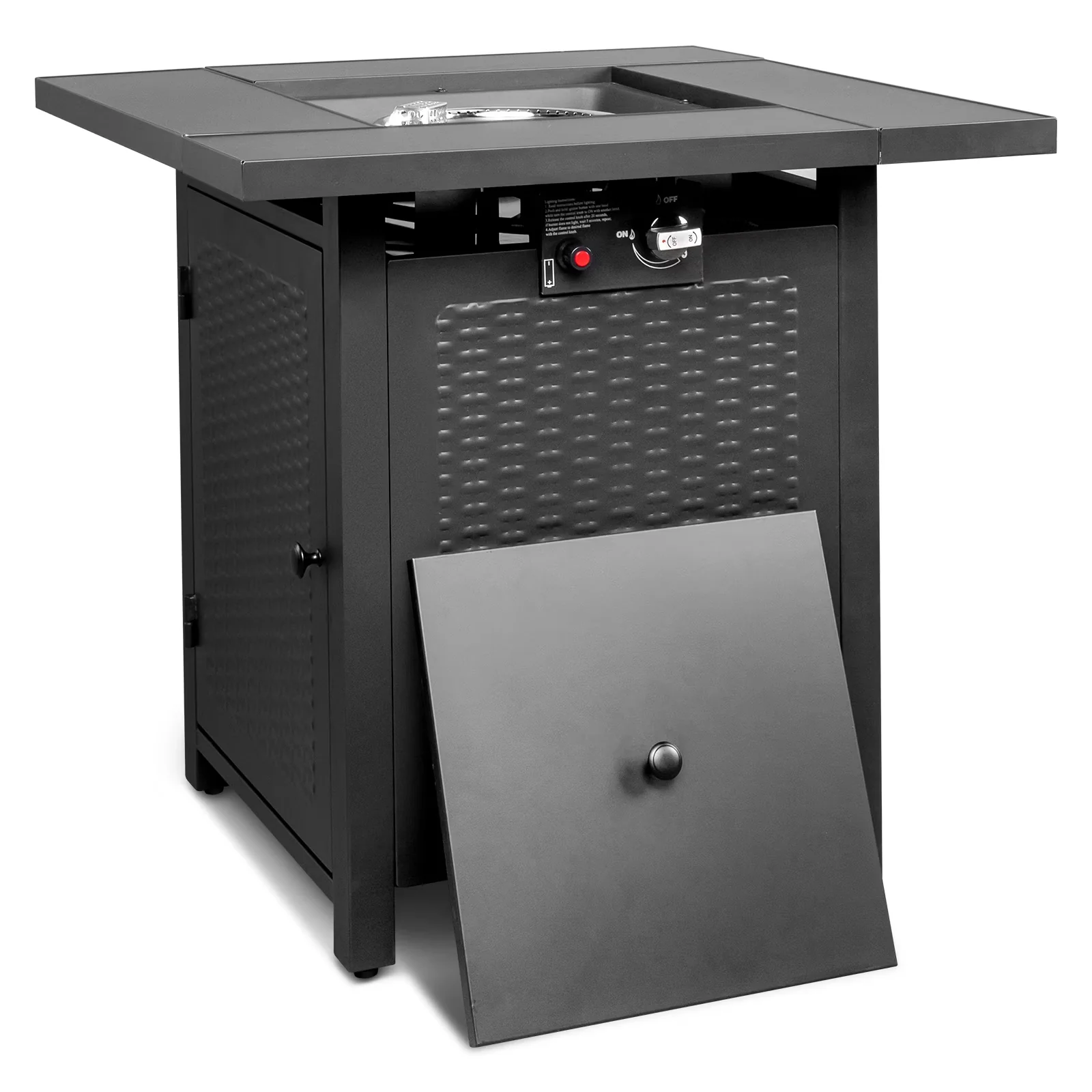 Ktaxon 28 Propane Gas Fire Pit Table 50,000 BTU Outdoor with Lid ,Fire Pits for Outside, Poolside, Garden, Party Black