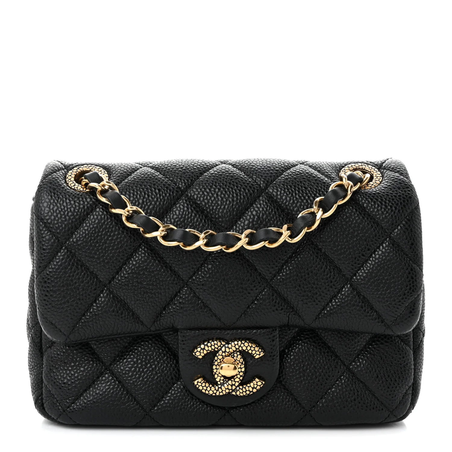 Grained Lambskin Quilted Mini Flap Black
