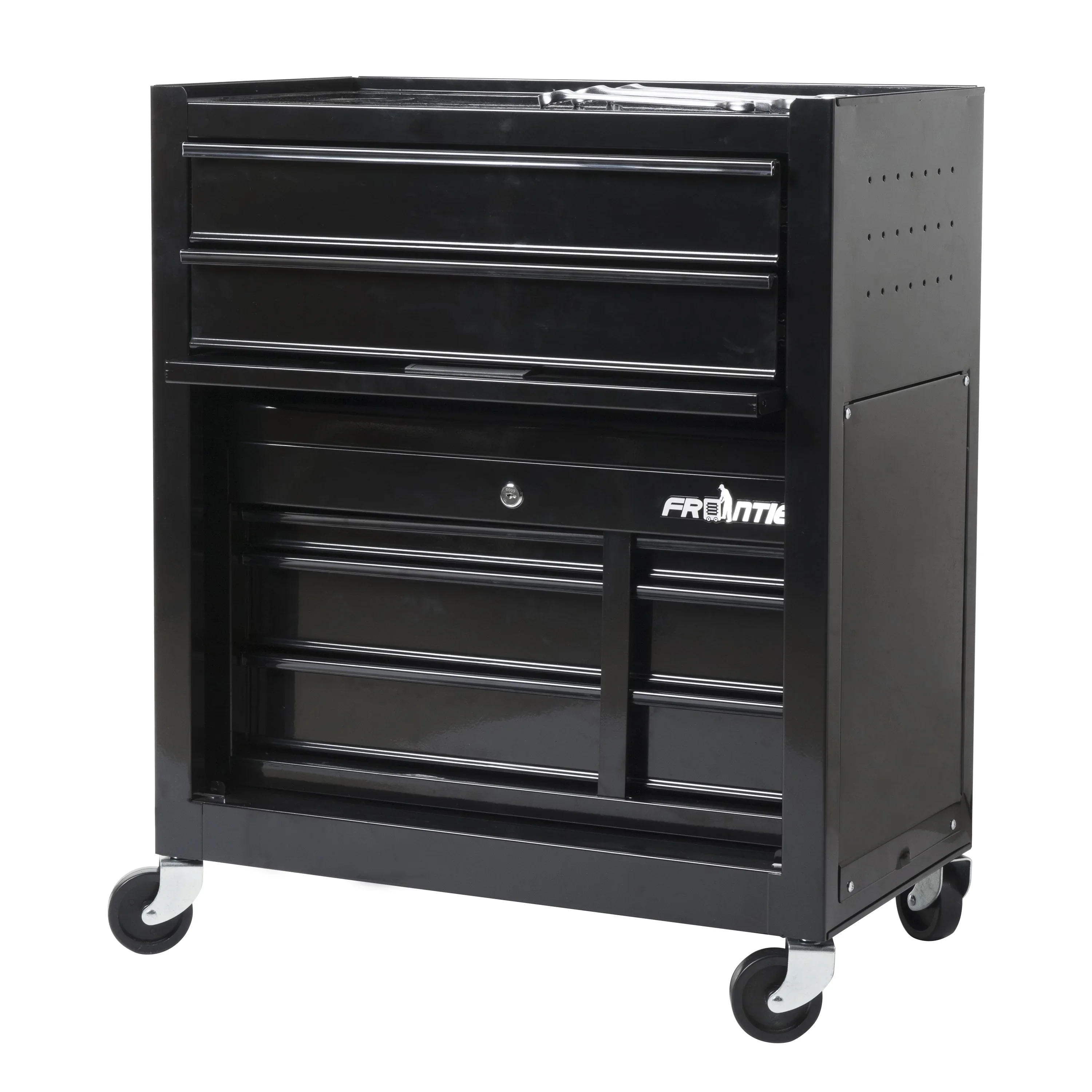 Frontier 24-inch 5-Drawer Rolling Tool Chest and Cabinet Combo, Steel, Black