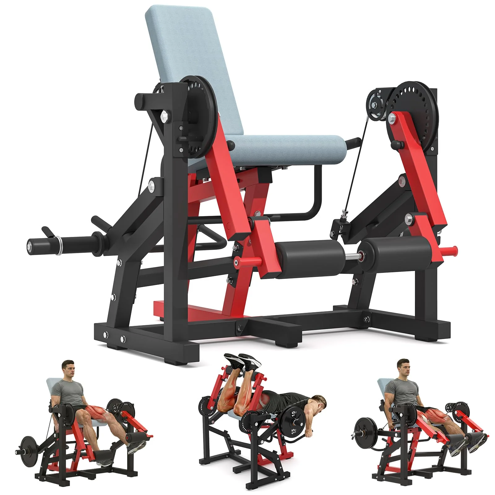 AECOJOY Leg Extension and Curl Lower Body Workout Machine Convertible Seated Extension and Lying Curl Bench