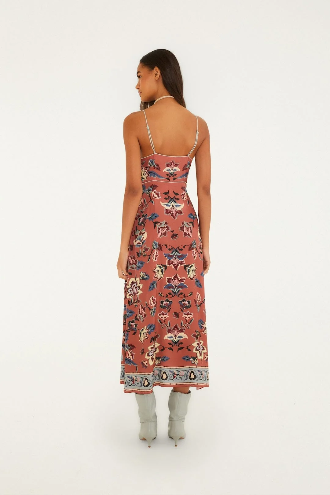 Floral Beauty Tapestry Sleeveless Slip Maxi Dress