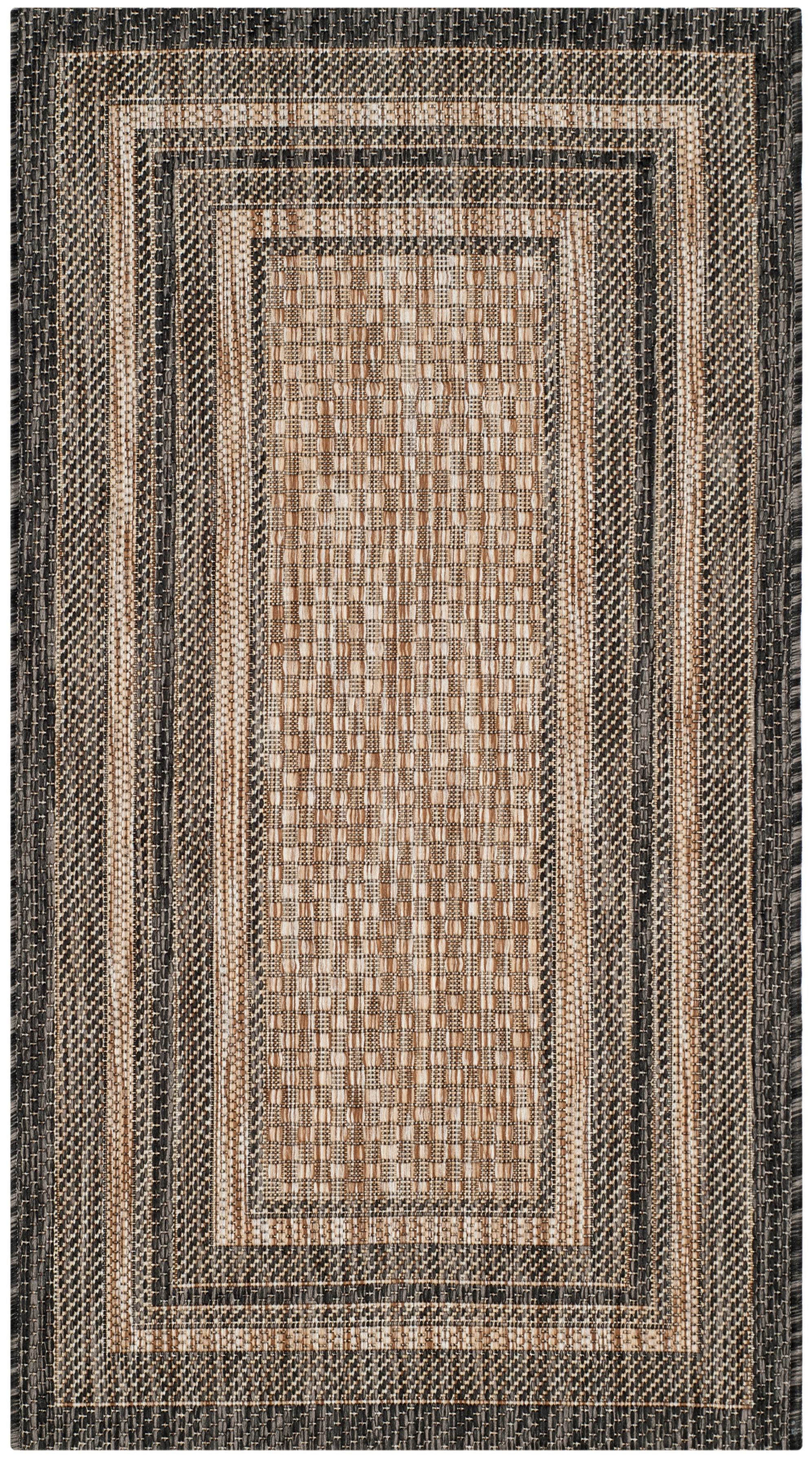 Safavieh Outdoor CY8475-37312 Courtyard Natural / Black Rug - 6' 7