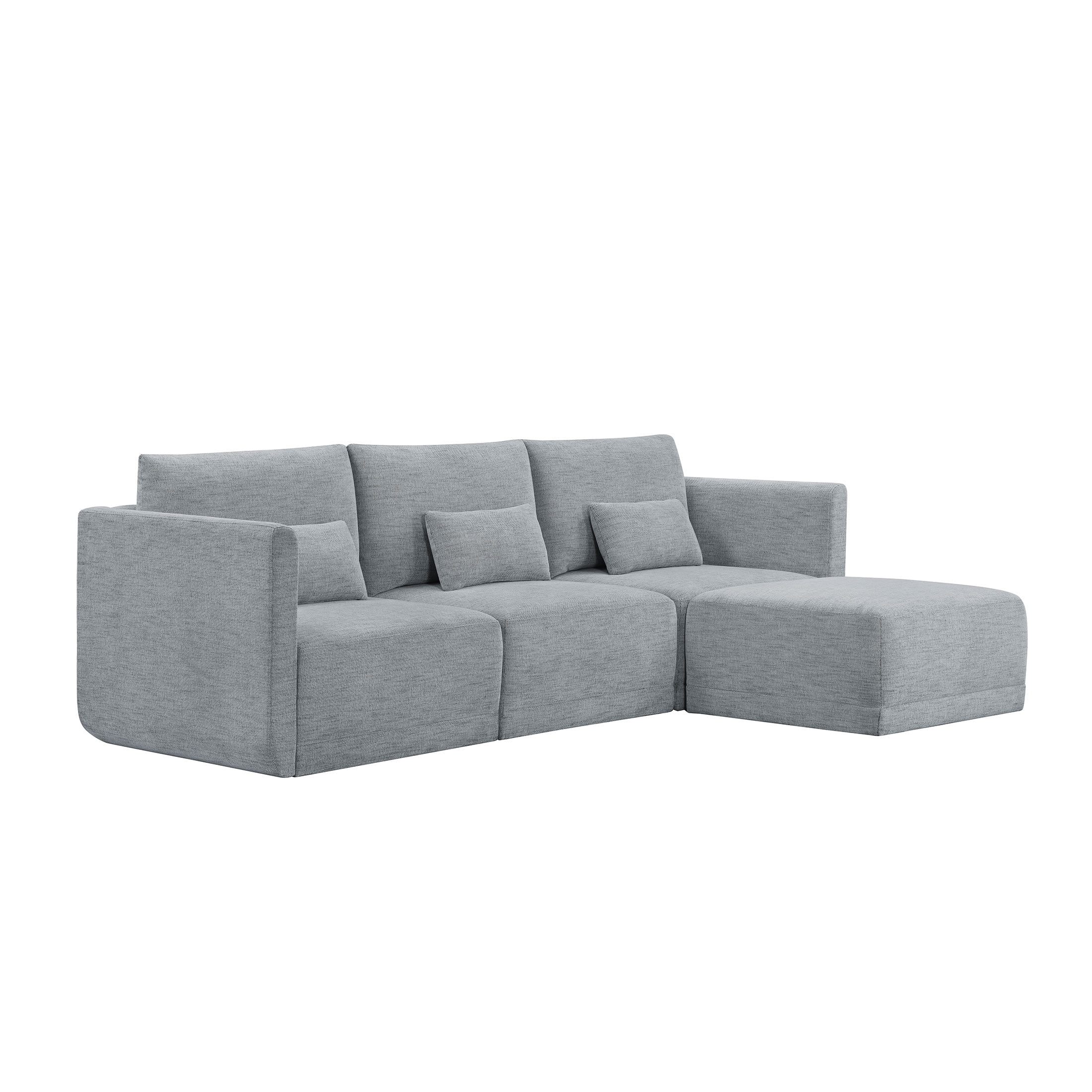 Beautiful Drew Modular Sectional Sofa with Ottoman, Gray Fabric(Gray) - Image 8