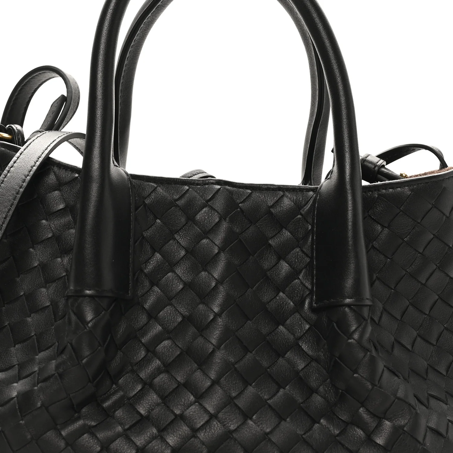 Calfskin Intrecciato Small Pinacoteca Tote Black Fondant
