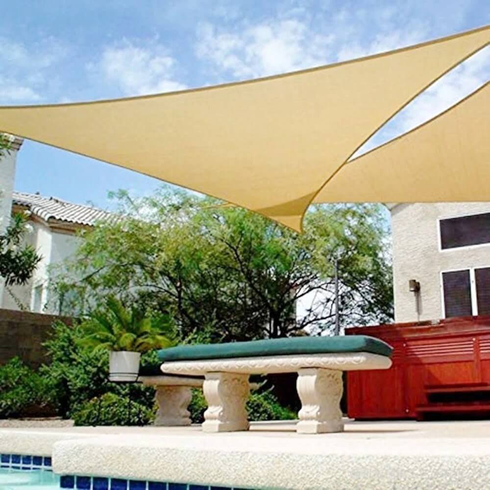 Shade&beyond 16' x 16' x 16' Sand Color Triangle Sun Shade Sail for Patio UV