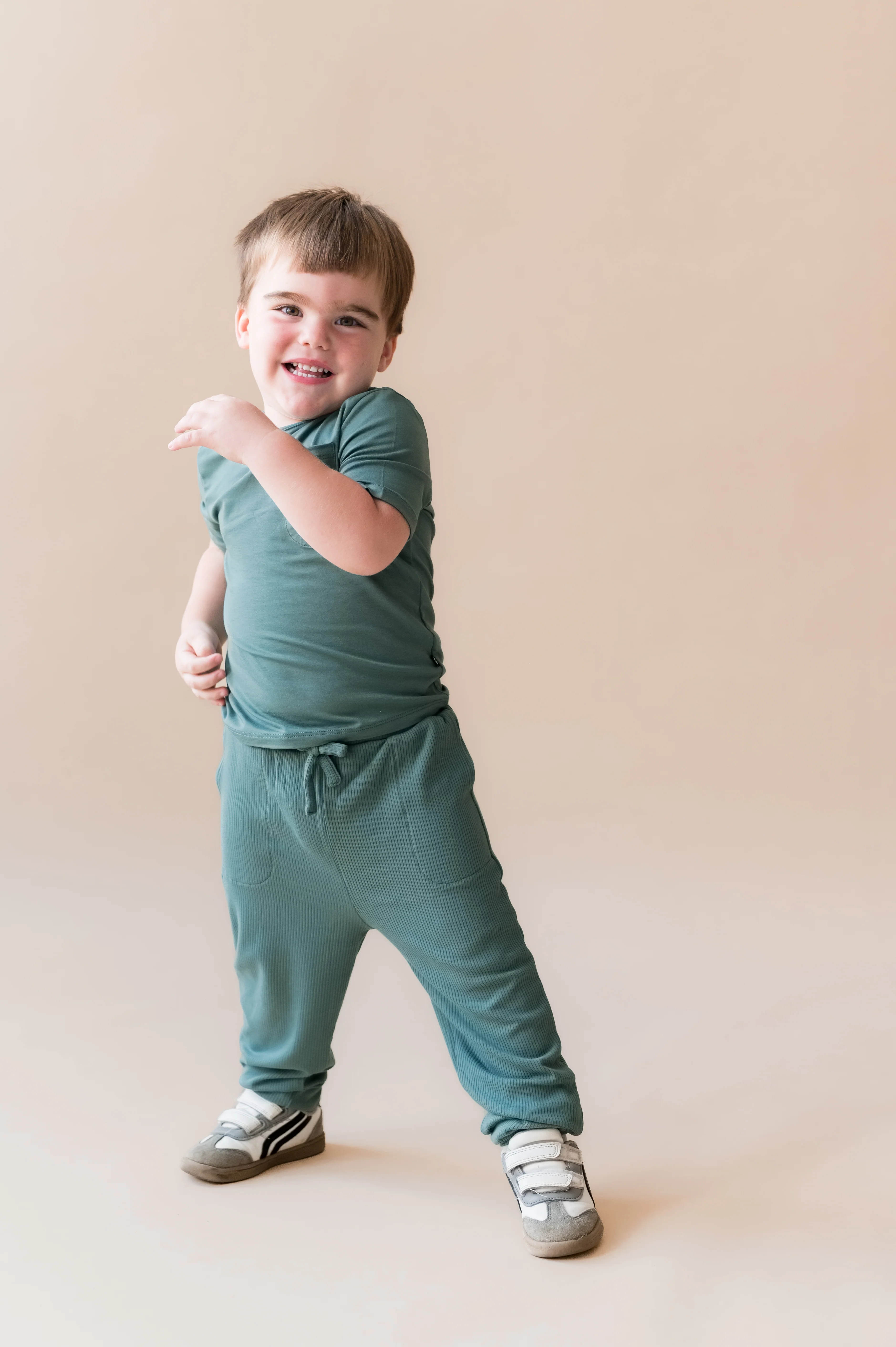 Ribbed Jogger Pant in Pine