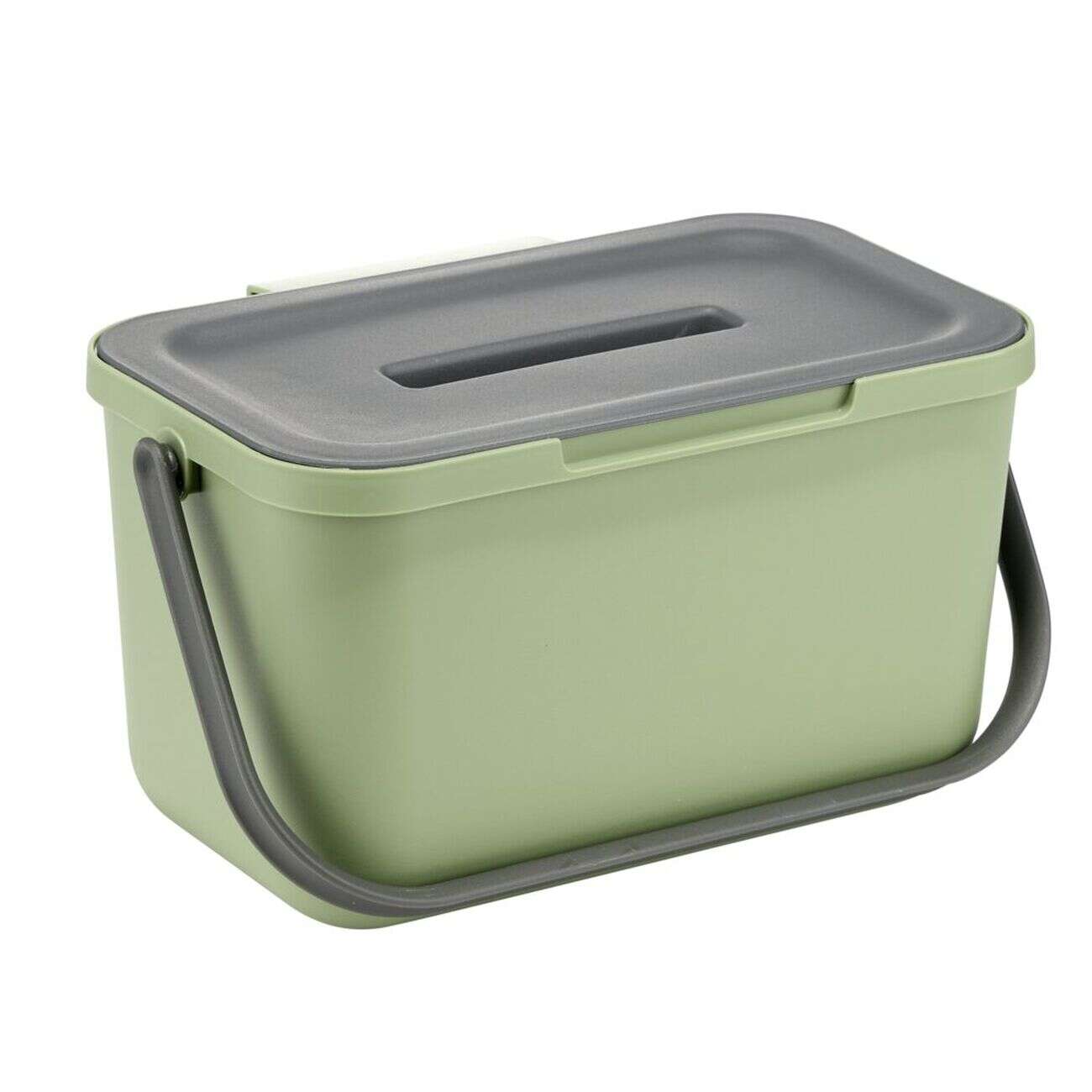 Poubelle compost de porte 4L plastique gris et vert 25,5x16,5xH14cm