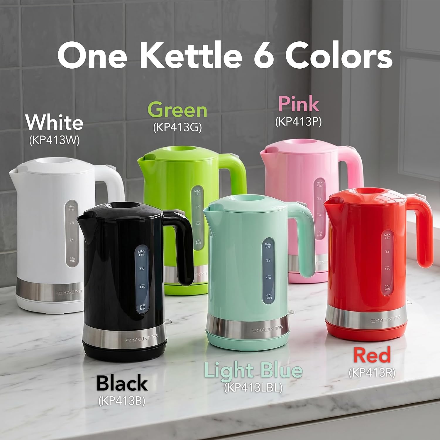 OVENTE 1.8L Electric Kettle, BPA-Free with Easy-Fill Lid, Black KP413B