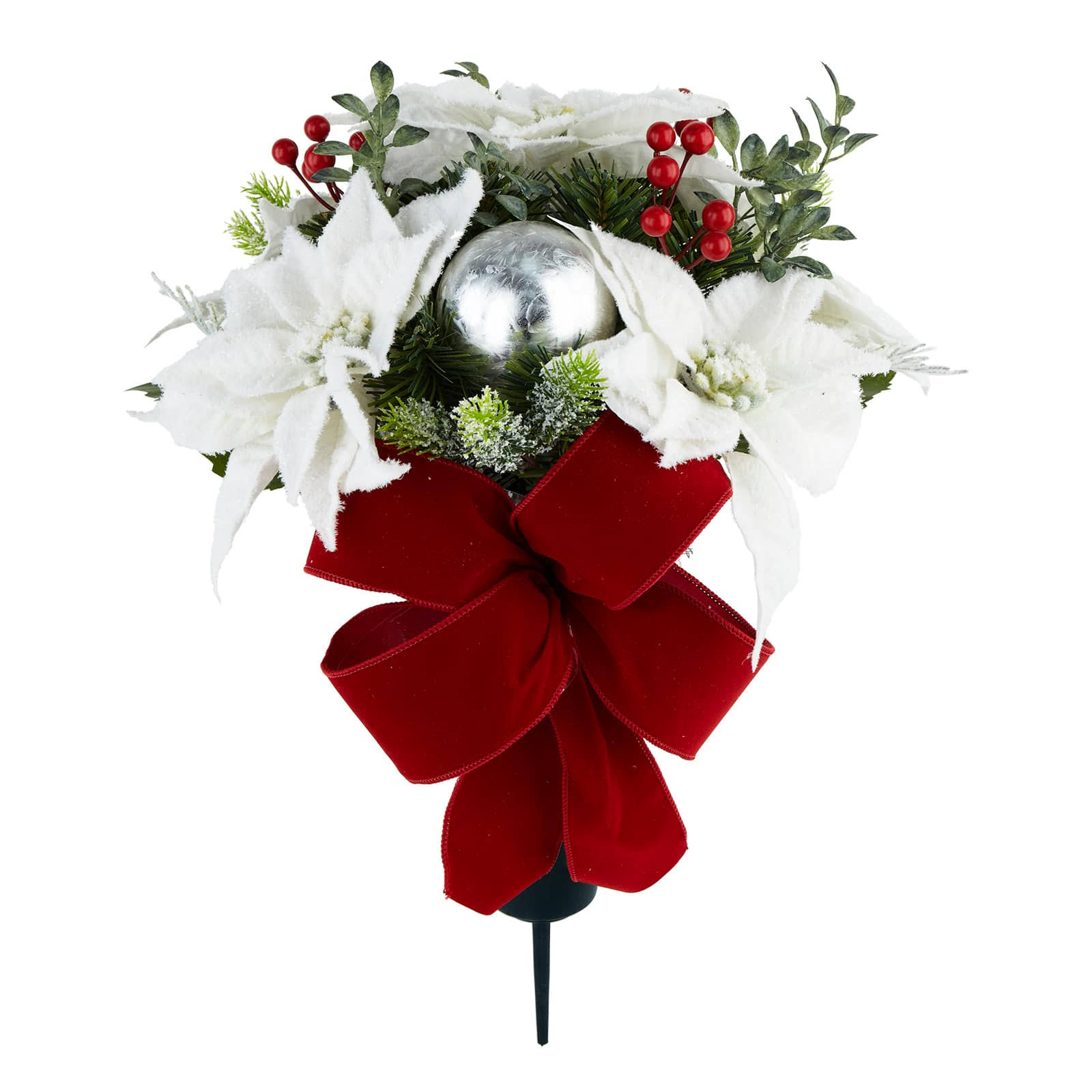 White Poinsettia & Red Christmas Bow Remembrance Cone by Ashland | 21 | Michaels