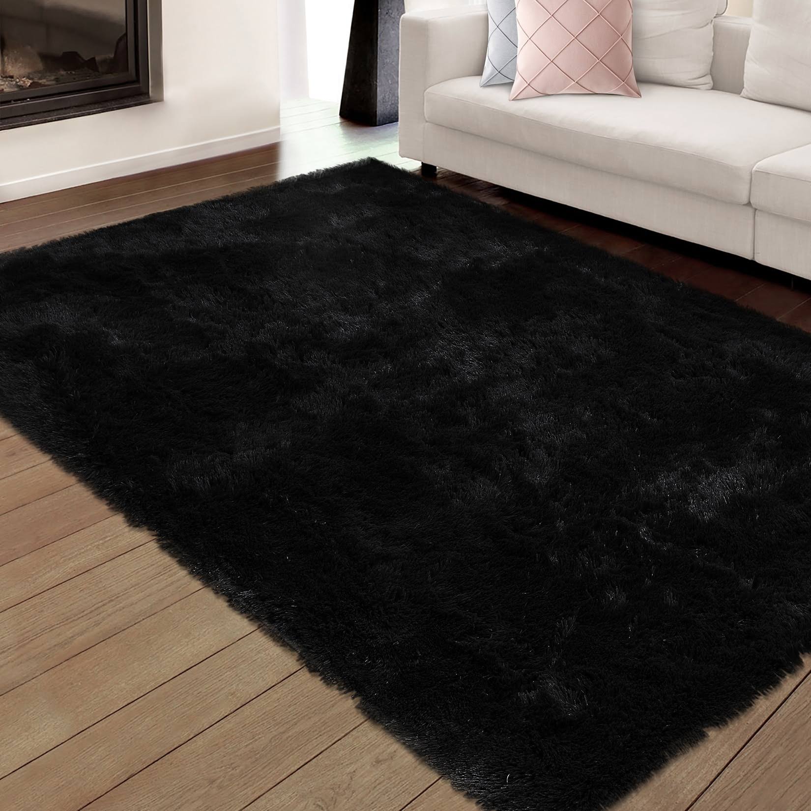 Whizmax Shag Fluffy Area Rug Modern Indoor Plush Shaggy Carpet - 8' x 10' - Black