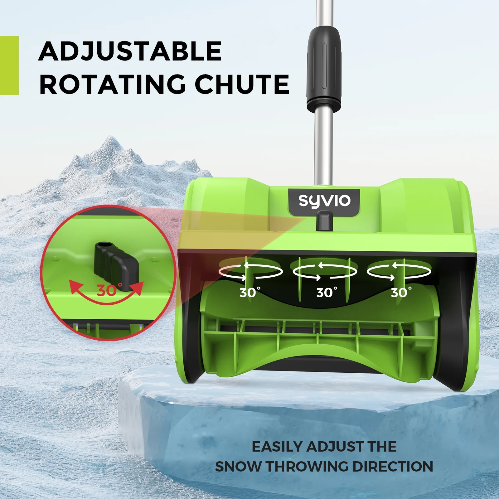 Cordless Snow Shovel, 24V | 12-Inch | 4-Ah Cordless Snow Blower, Battery Snow Blower with Directional Plate Adjustable Front Handle (4-Ah Battery Quick Charger Included)(12") - Image 5