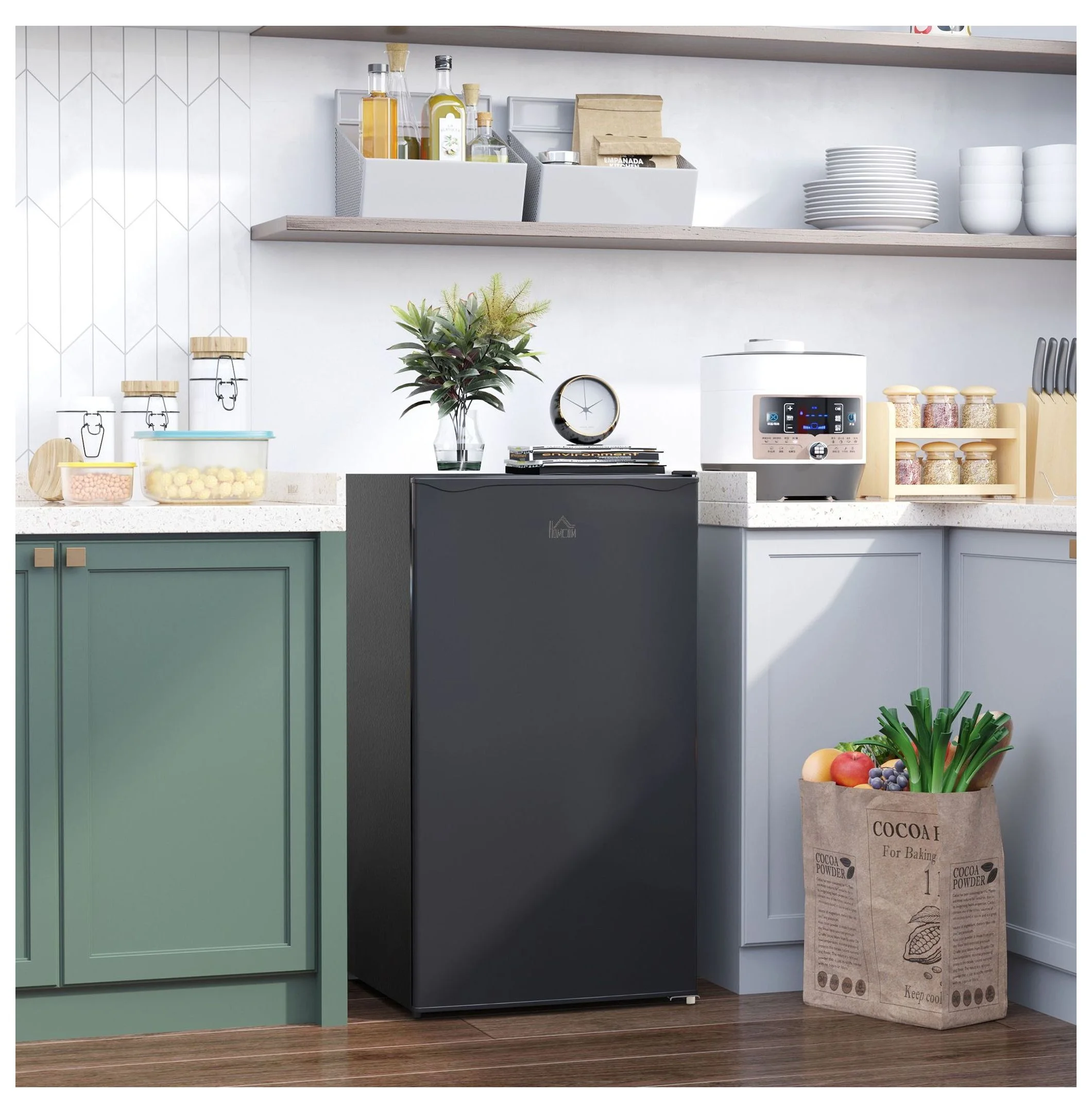 Mini Fridge with Freezer, 3.2 Cu.Ft Compact Refrigerator for Bedroom, Dorm, Apartment Adjustable Thermostat, Reversible Door, Black - Image 2