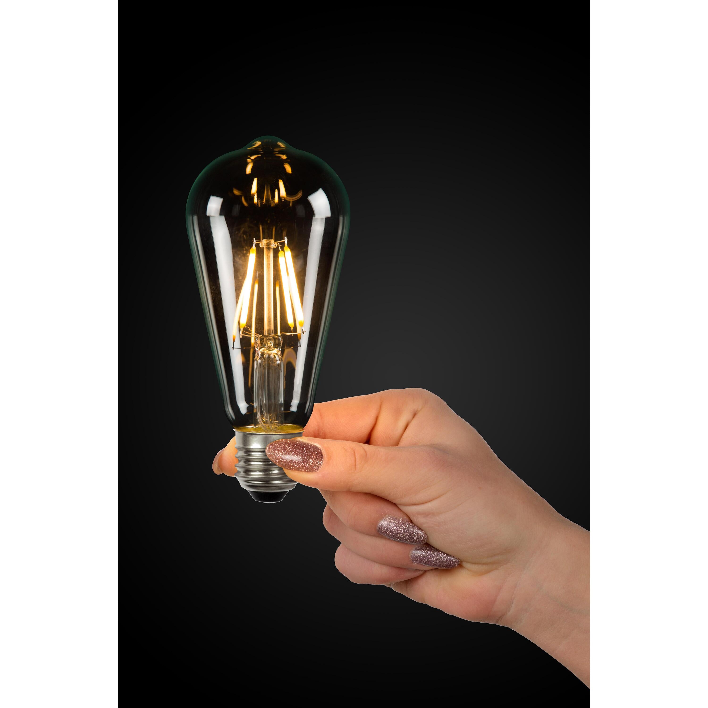 ST64 LED lichtbron E27 7W 2700K B transparant dimbaar