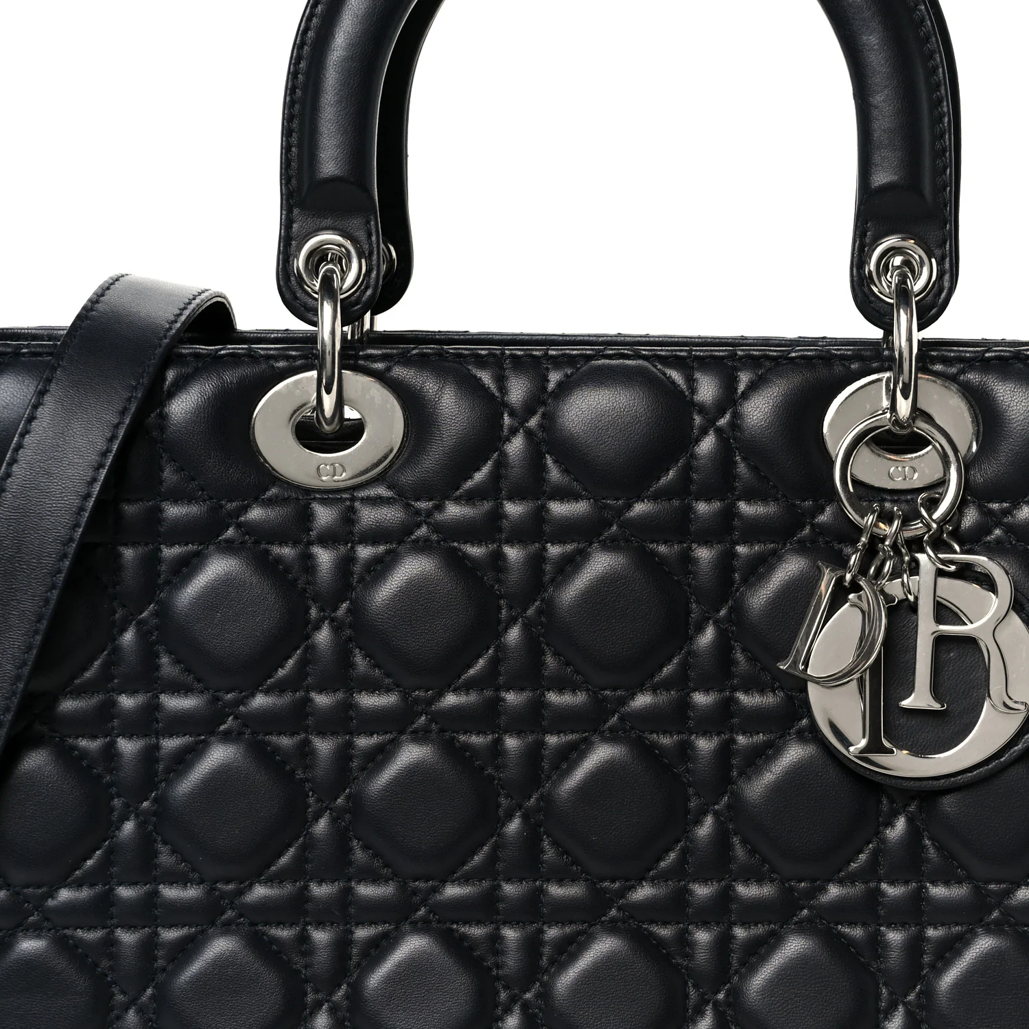 Lambskin Cannage Large Lady Dior Navy Blue