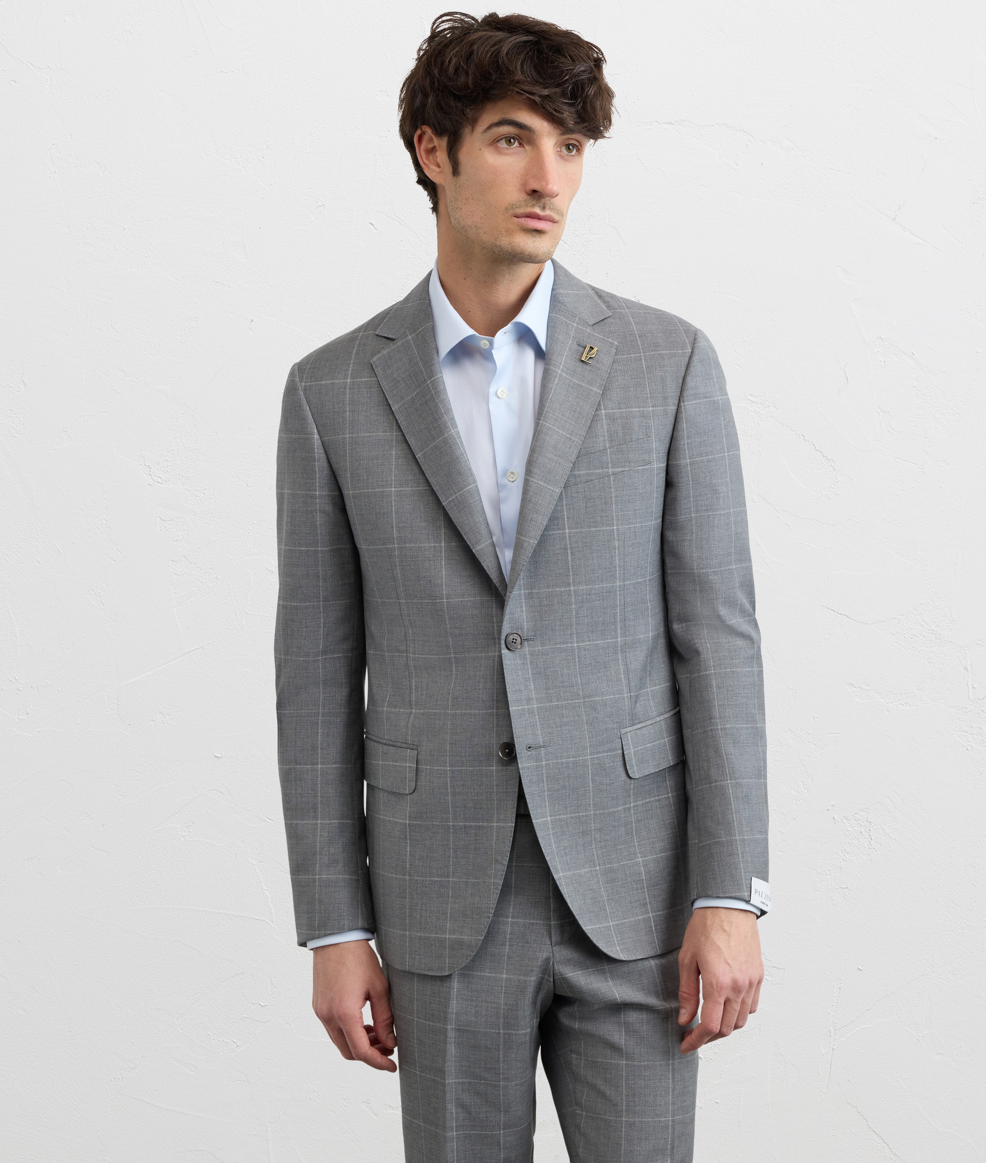GREY VIRGIN WOOL KEY LINE CHECKED SUIT