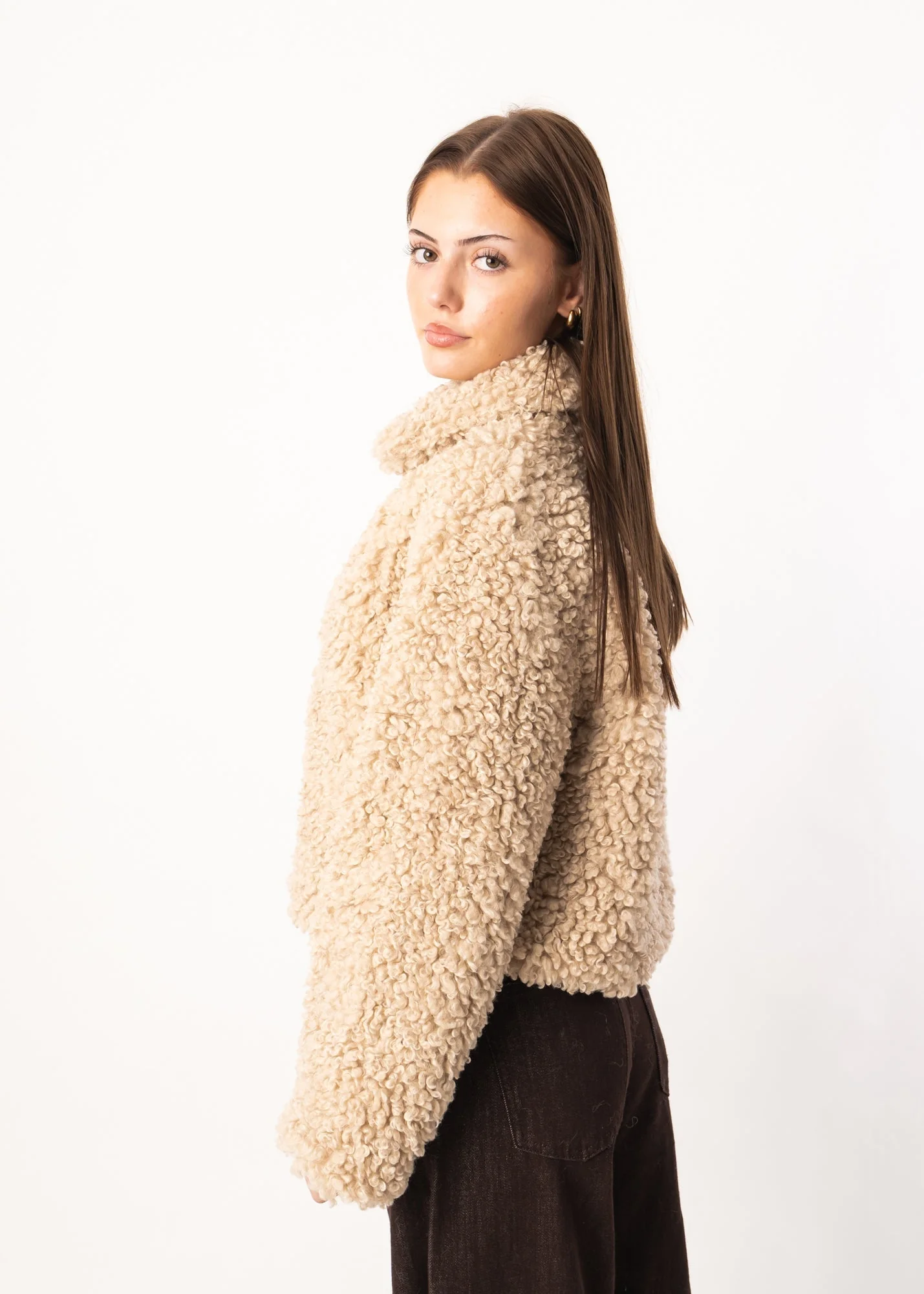 Veste Douillette en Peau de Mouton Bouclée