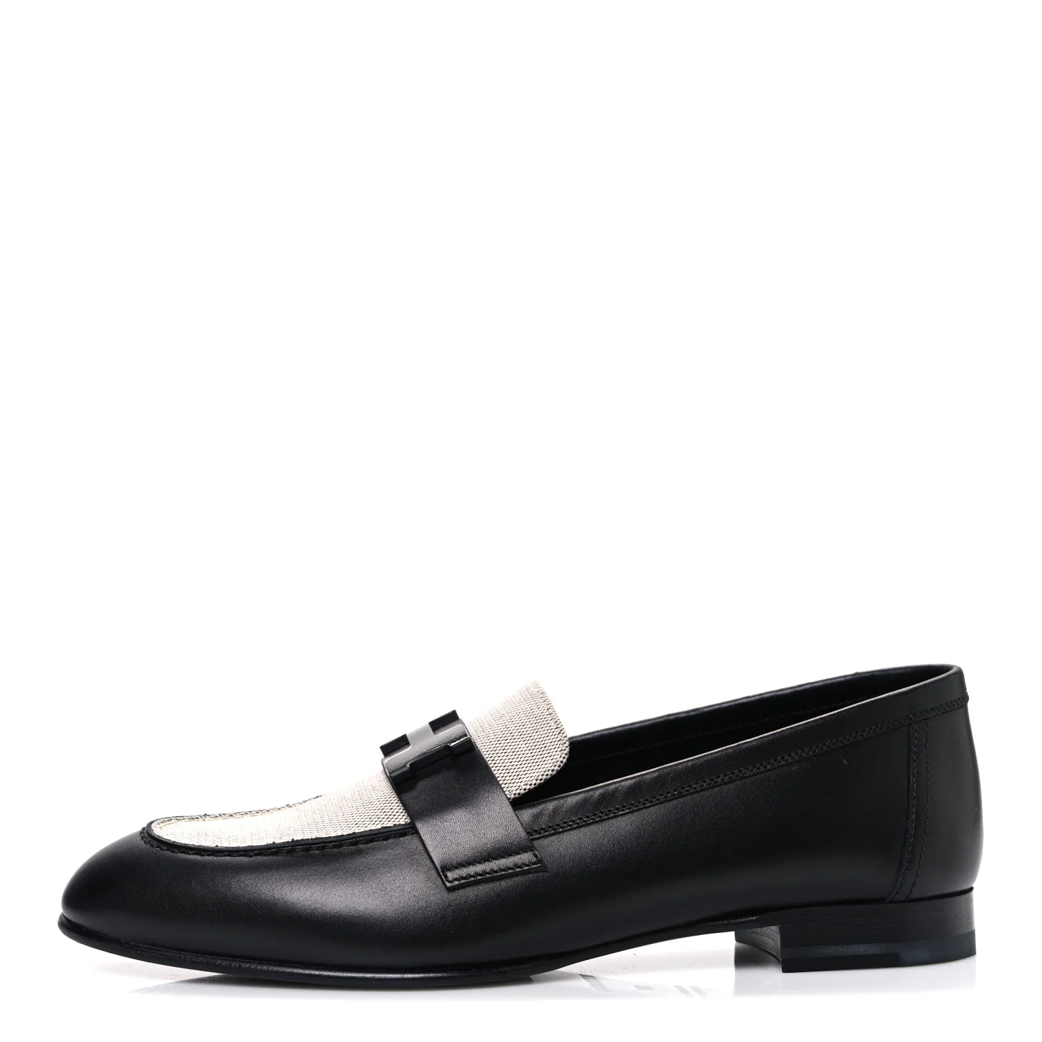Toile De Coton Calfskin Womens Paris Loafers 37 Black Prunoir
