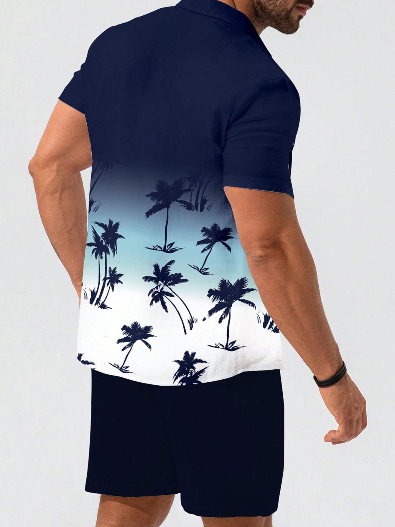 Ensemble chemise à manches courtes à imprimé hawaïen pour homme Suitmens 028