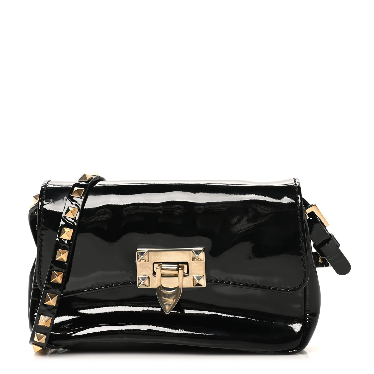 Patent Rockstud Flip Lock Flap Black