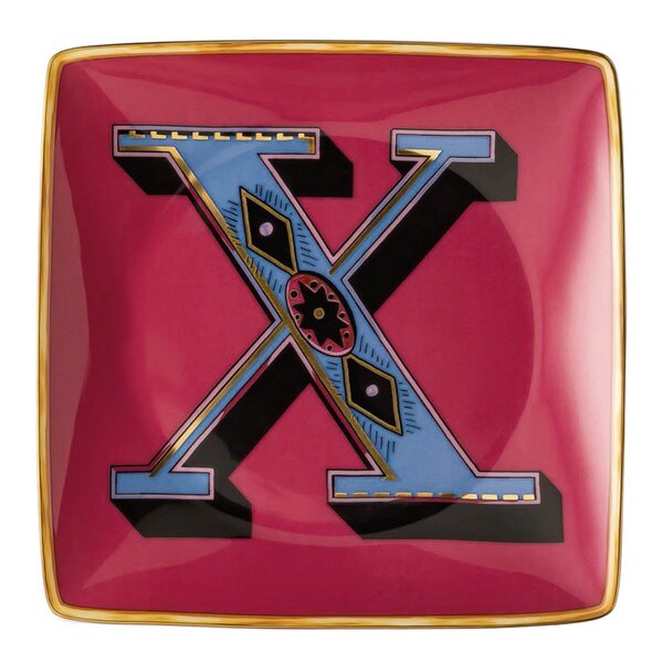 Alphabet skål 12 cm kvadratisk X