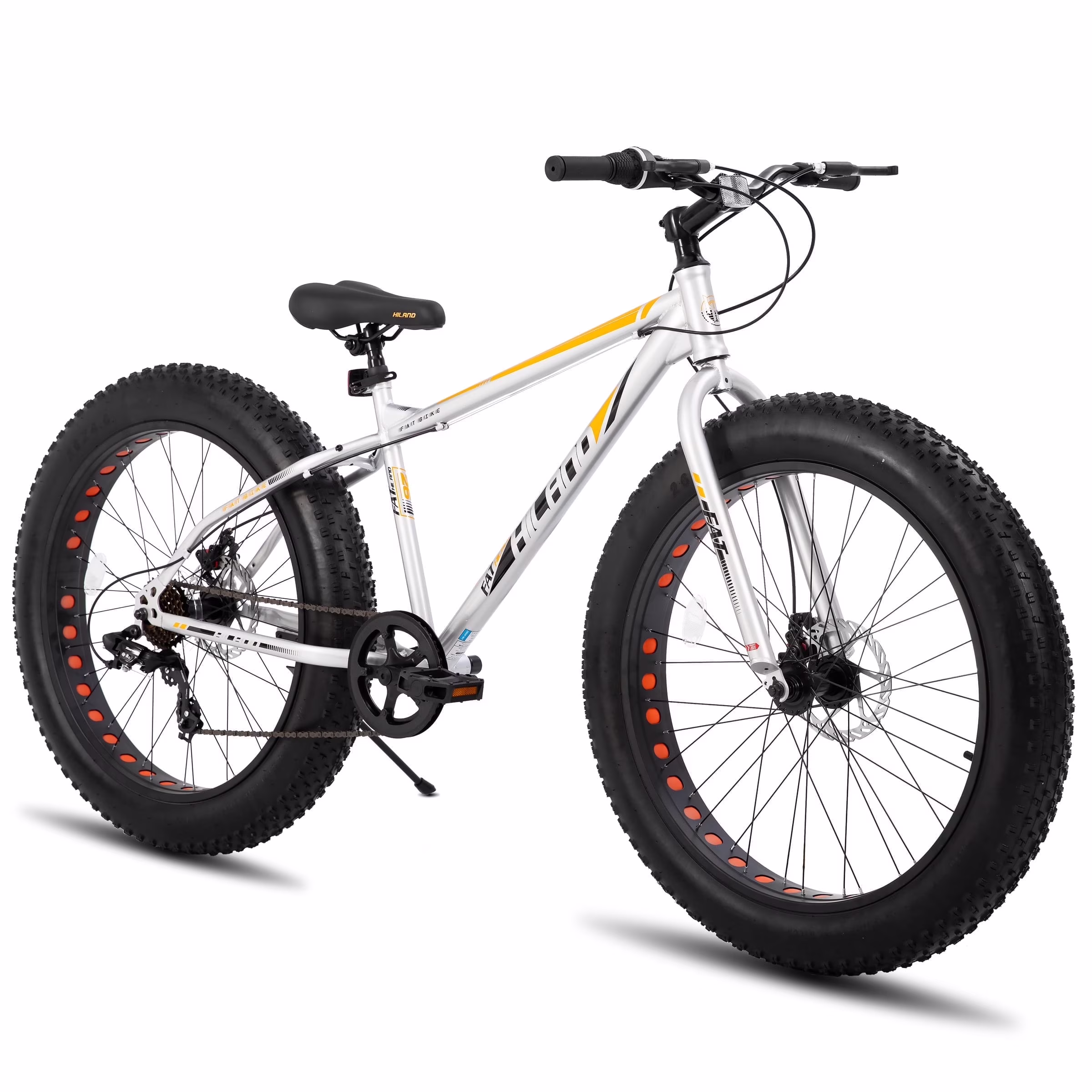 Hiland Fat Tire Bike, Shimano 7-Speed, Dual-Disc Brakes, 24 inch Trail Mountain Bike, Blue
