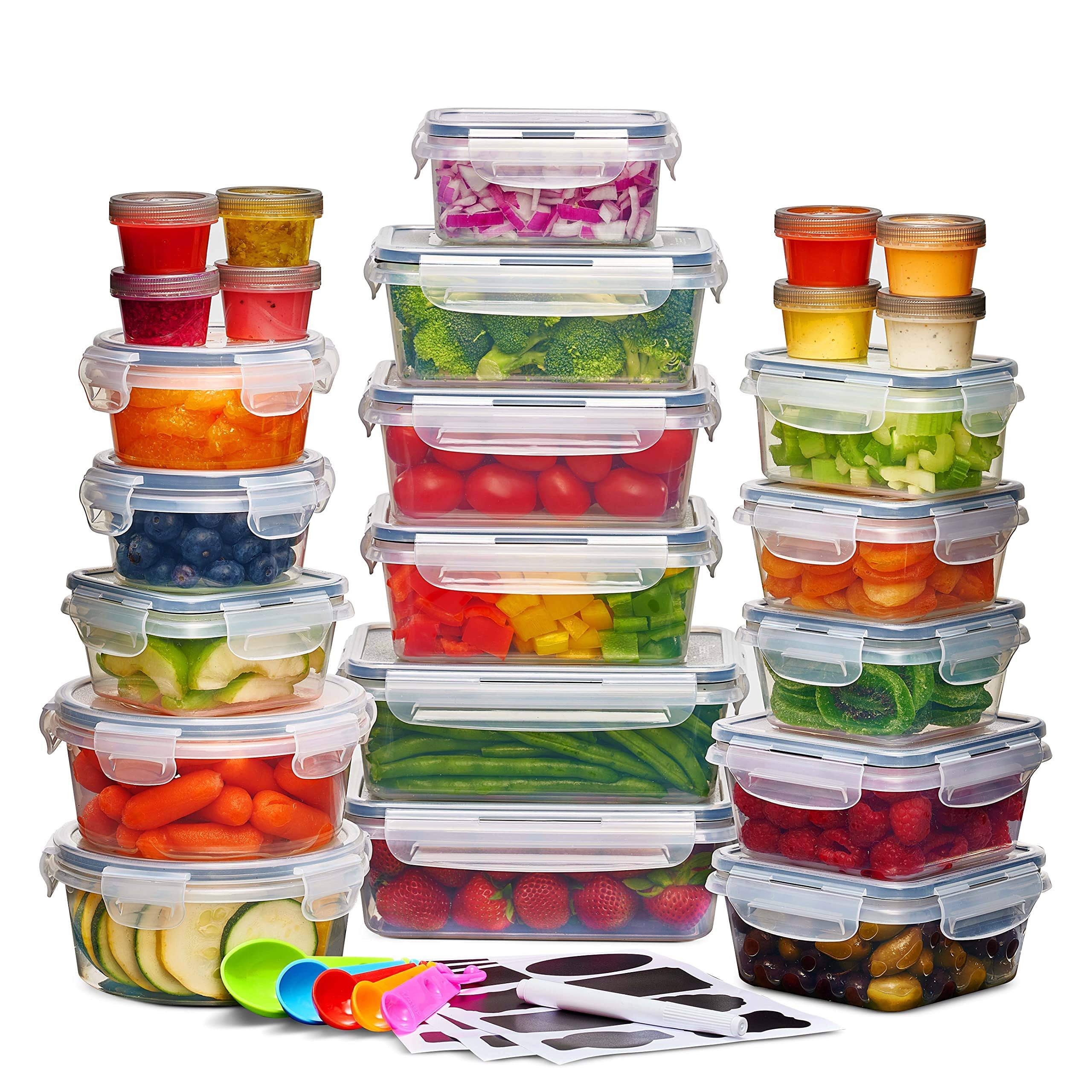 Seseno 24 Pcs Airtight Food Storage Container Set - BPA Free Clear Plastic Kitchen and Pantry Organization Meal Prep Lunch Container with Durable Leak