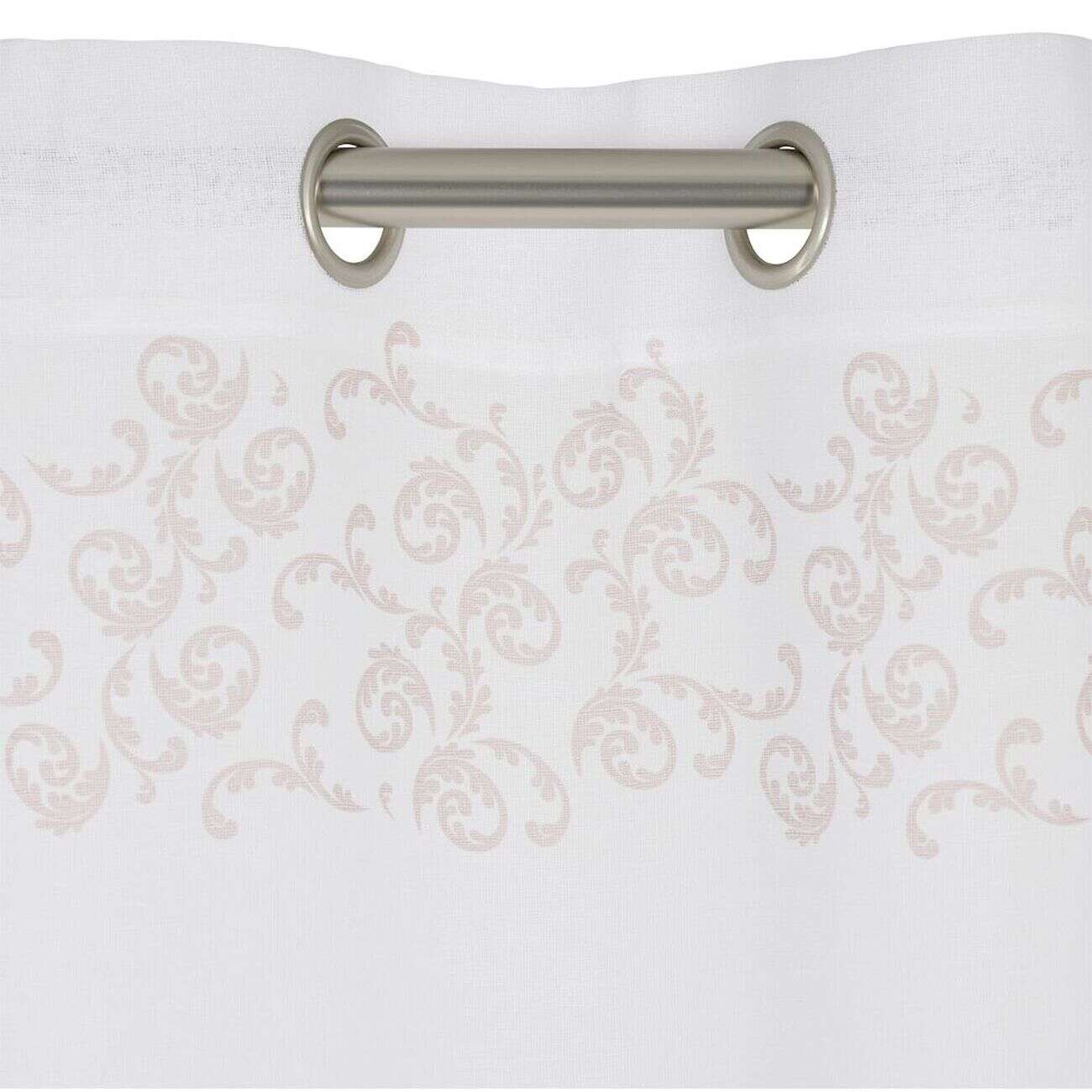 Voilage polyester 140x240cm imprimé rose et blanc