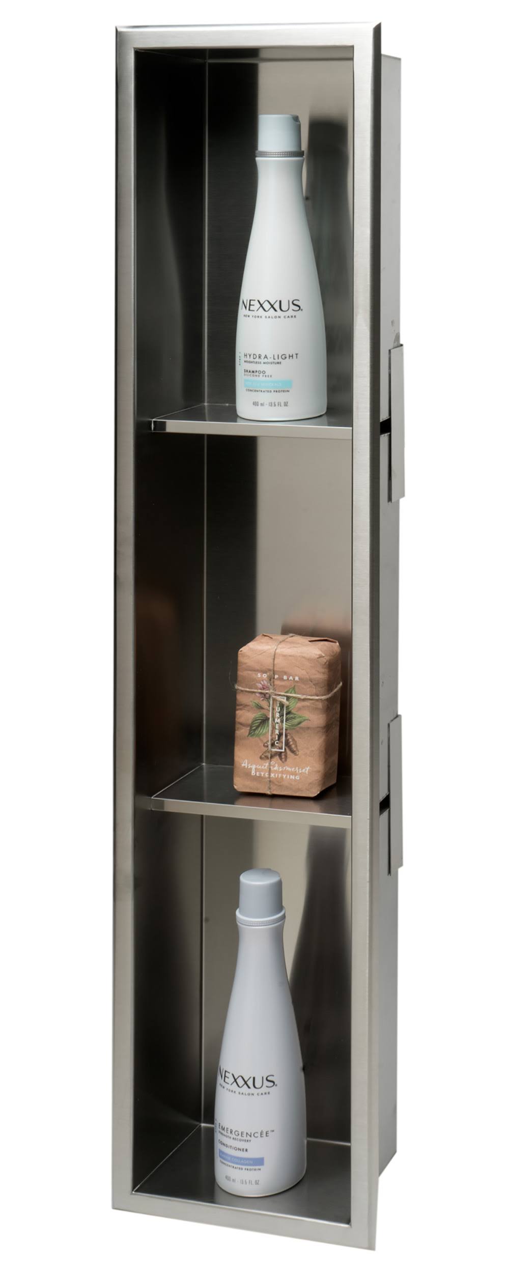 Alfi Brand ABN0836 8 x 36 Vertical Triple Shelf Bath Shower Niche, Polished Stainless Steel
