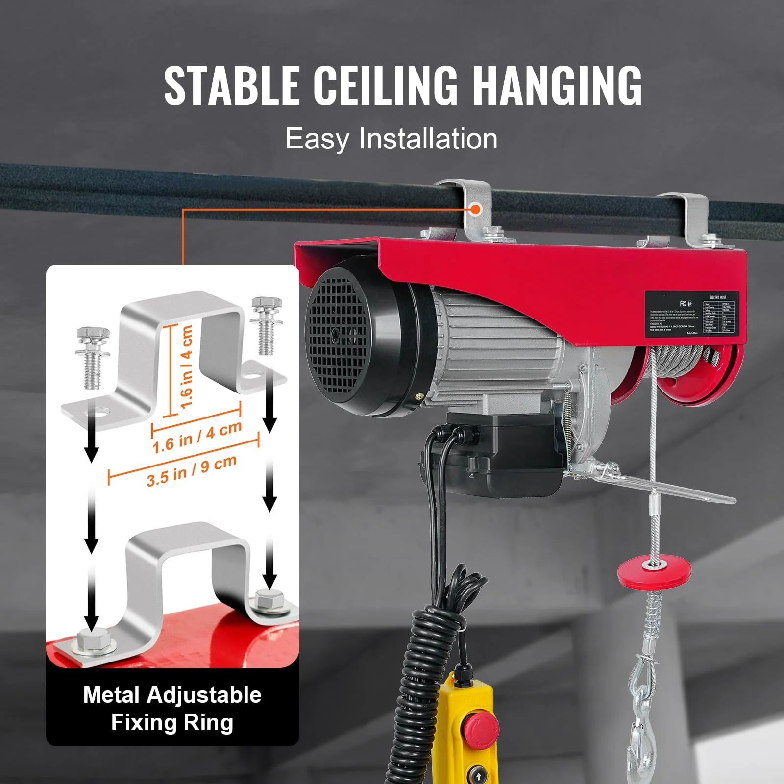 BENTISM Lift Electric Hoist 440 lb, 480W 110V Electric Winch with 14ft Wired Remote Control