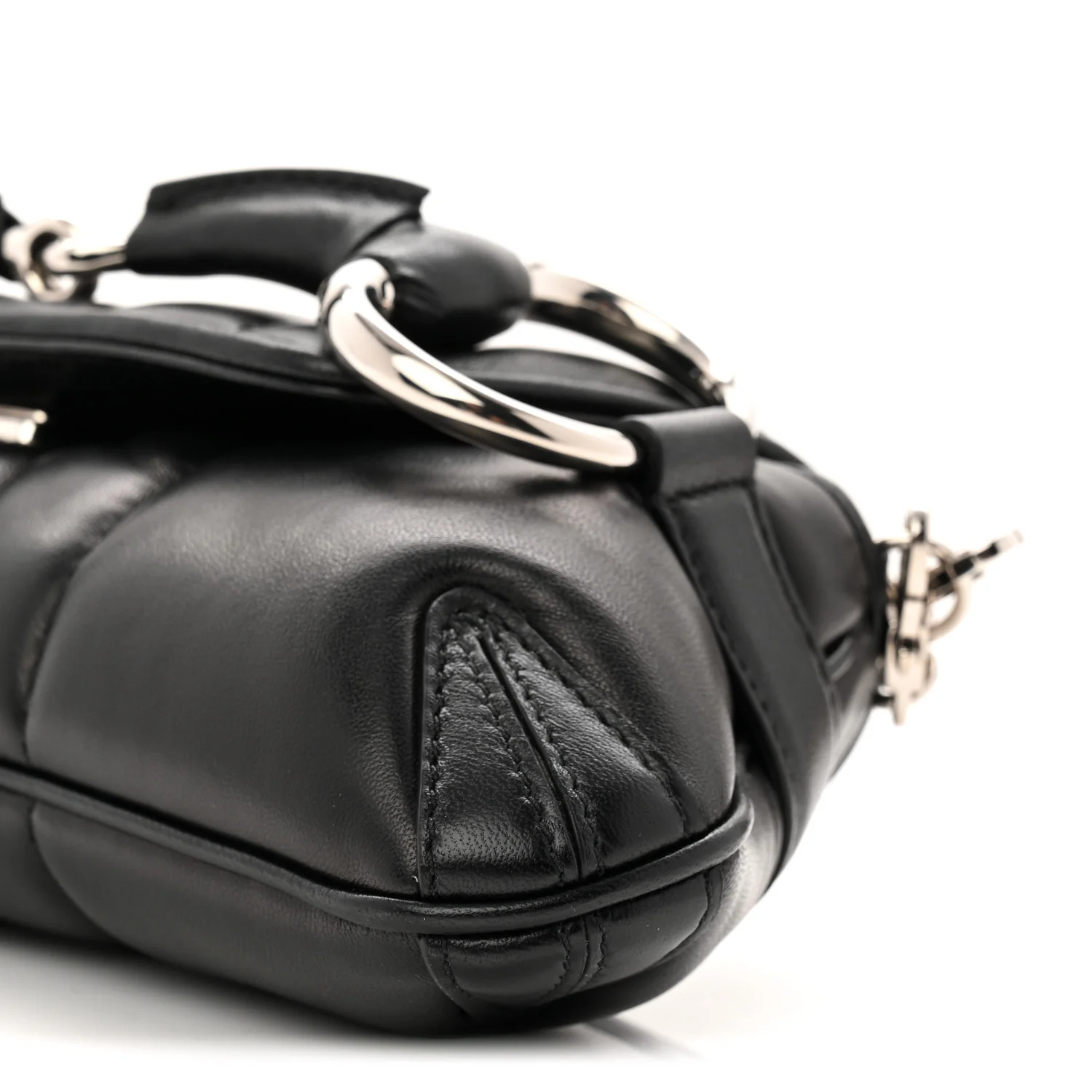 Nappa Vertical Matelasse Small Maxi Horsebit Chain Shoulder Bag Black
