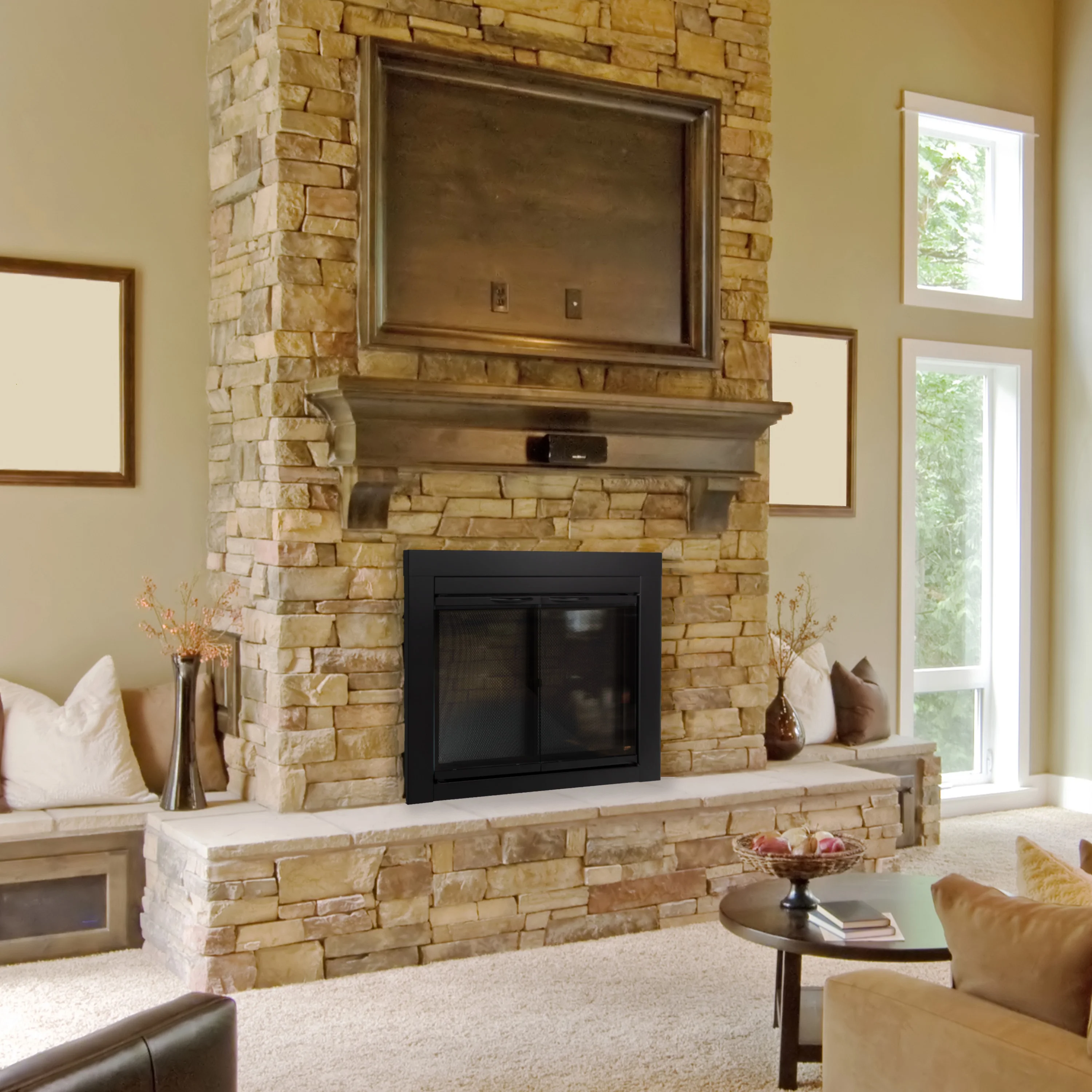 Warming AN-1012 Alpine Fireplace Glass Door for Masonry Fireplaces, Large, Black(L) - Image 10
