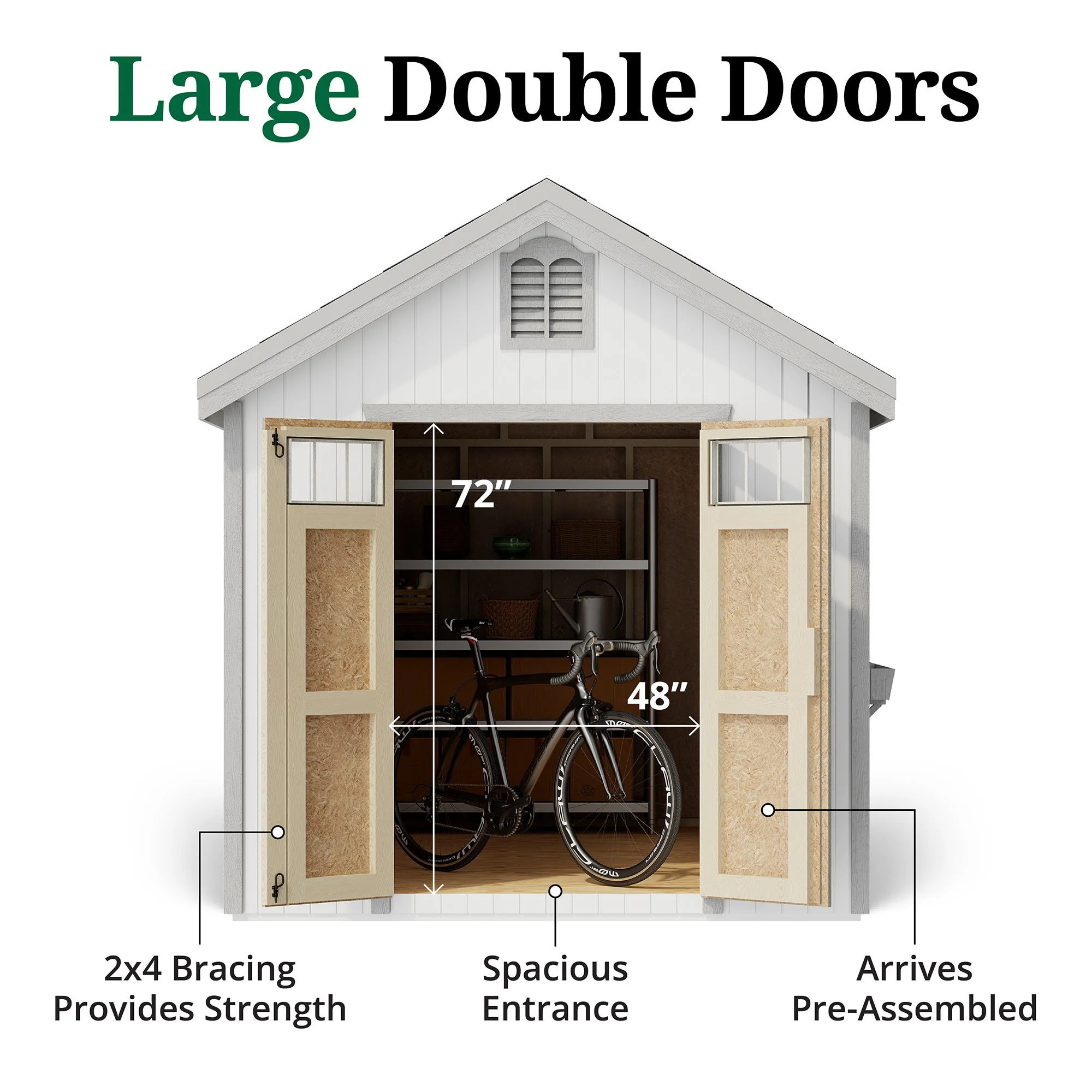 8x8 Colonial Williamsburg Shed with Operable Windows, Outdoor Wood Storage Do-It-Yourself Precut Kit(8 x 8/Without Floor) - Image 4