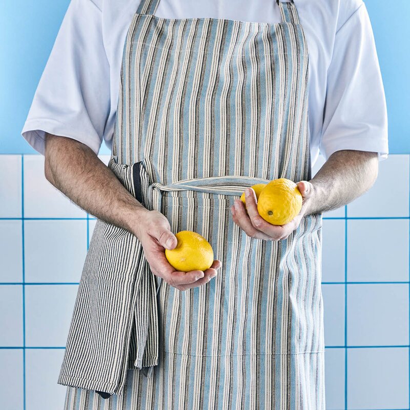 Cook forkle i bomull 90x90 cm blå/sand