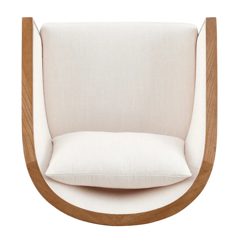 Linen Accent Arm Chair with Rattan Frame
