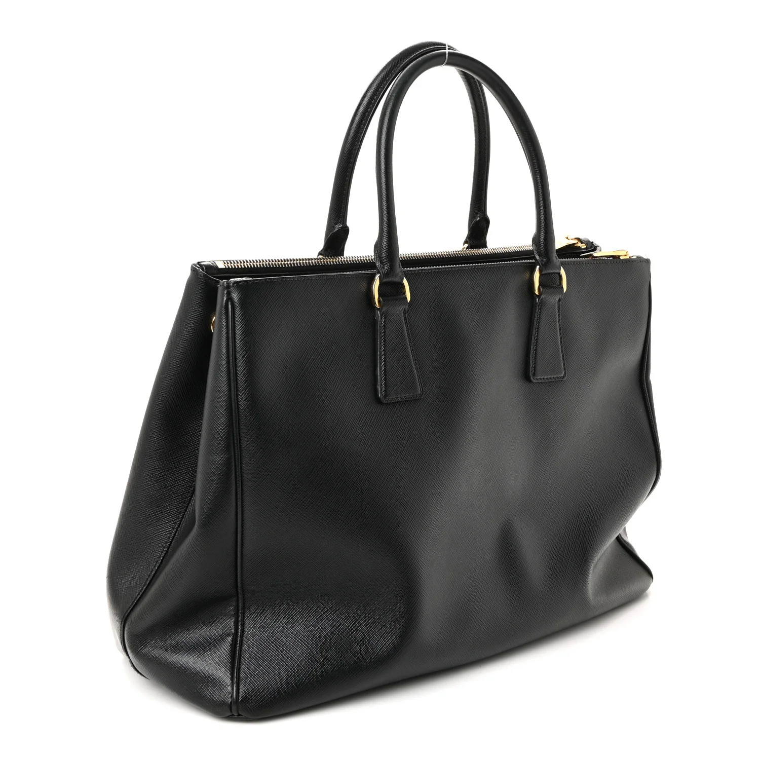 Saffiano Lux Large Galleria Double Zip Tote Black
