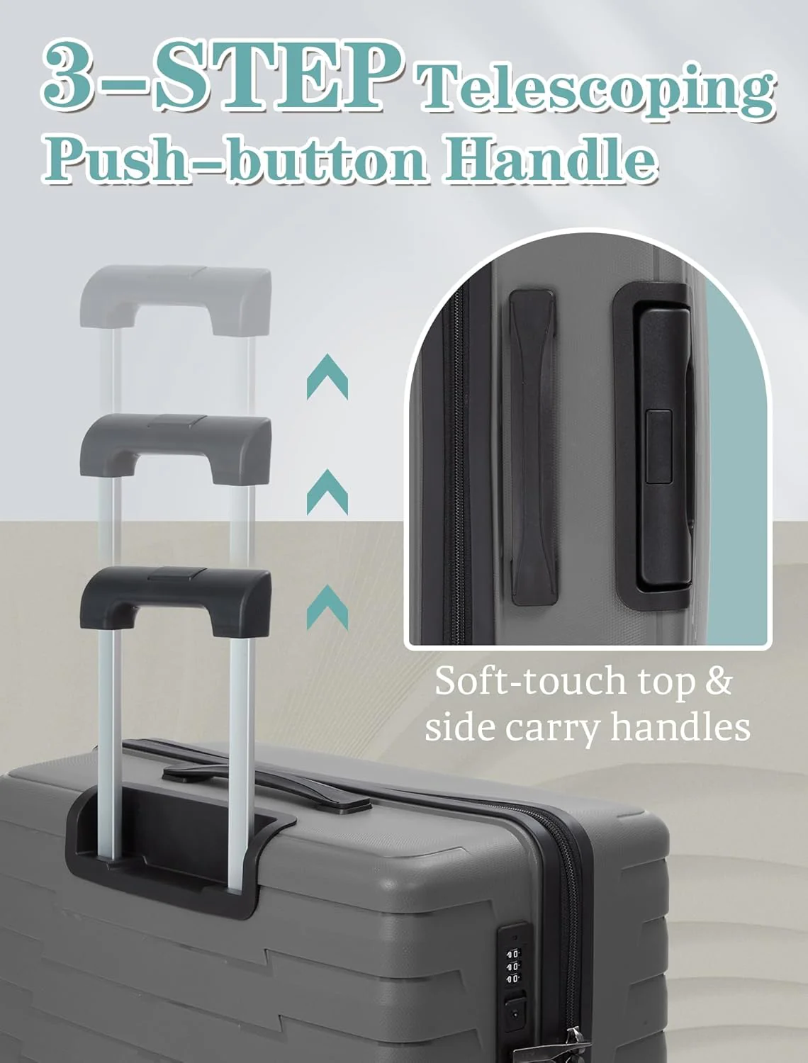 Ensemble de 5 valises à roulettes, valise rigide en ABS avec roulettes multidirectionnelles