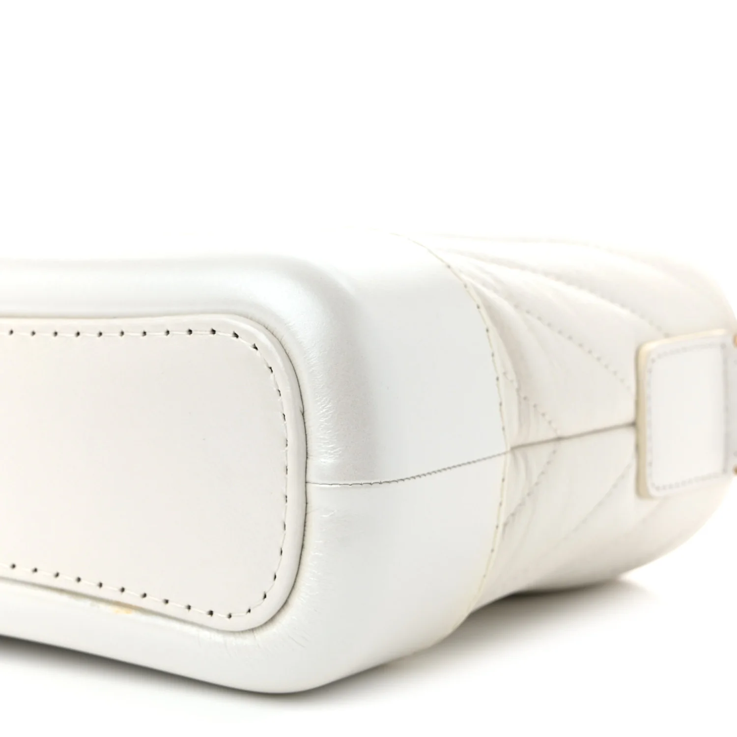 Iridescent Aged Calfskin Chevron Quilted Small Gabrielle Hobo White