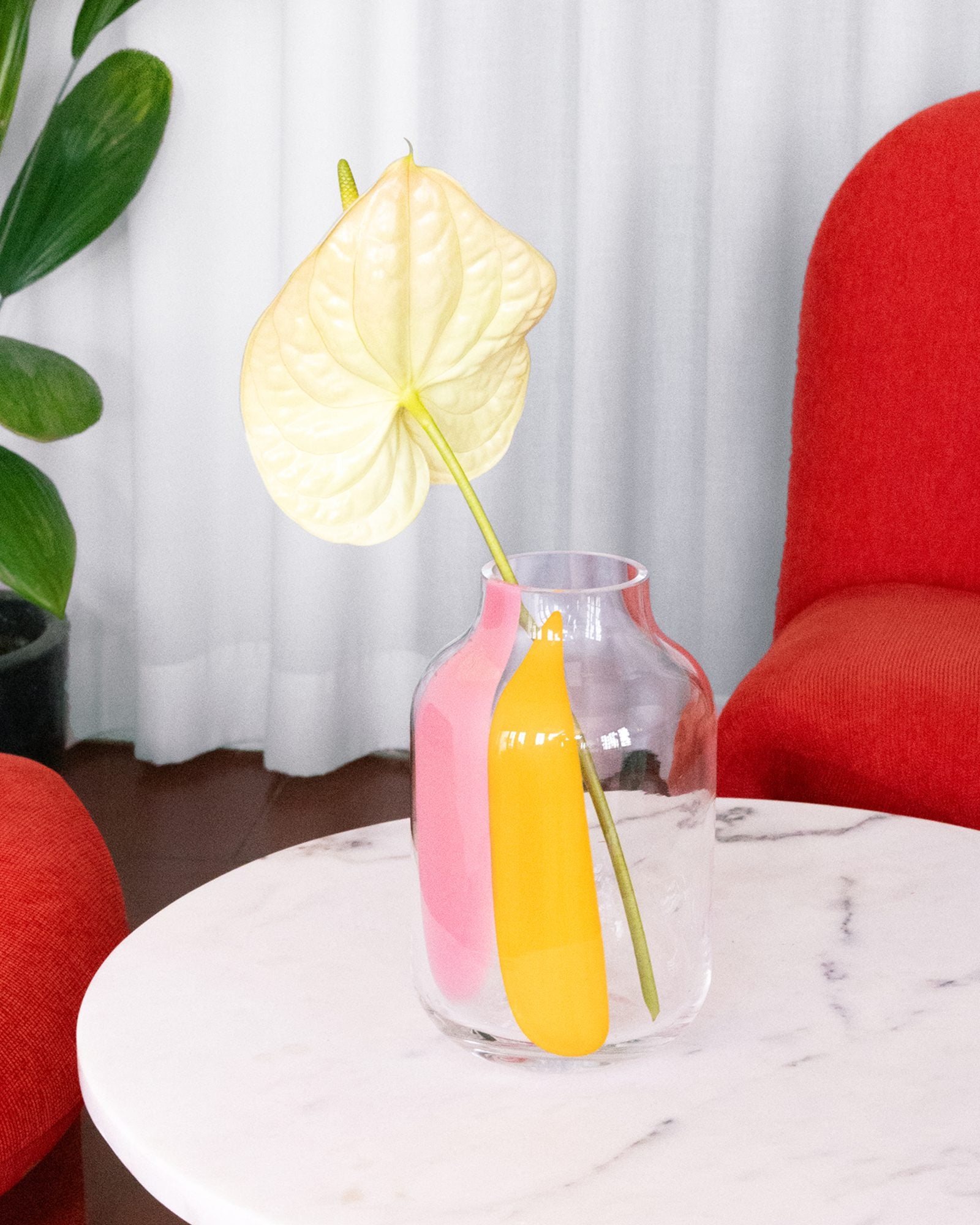NUNO - GLASS VASE M DROPS PINK ORANGE