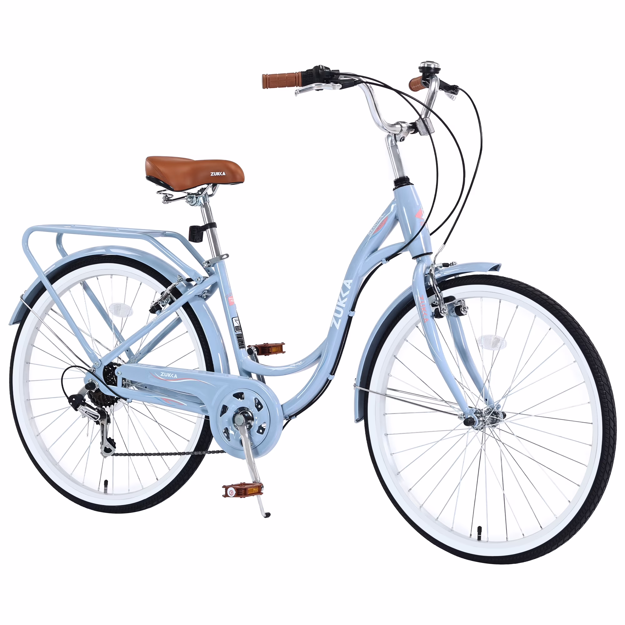 26" Cruiser Bike, 7 Speed Bicycle Hybrid Bikes for Women Girls Ladies, Arctic(Arctic) - Image 3
