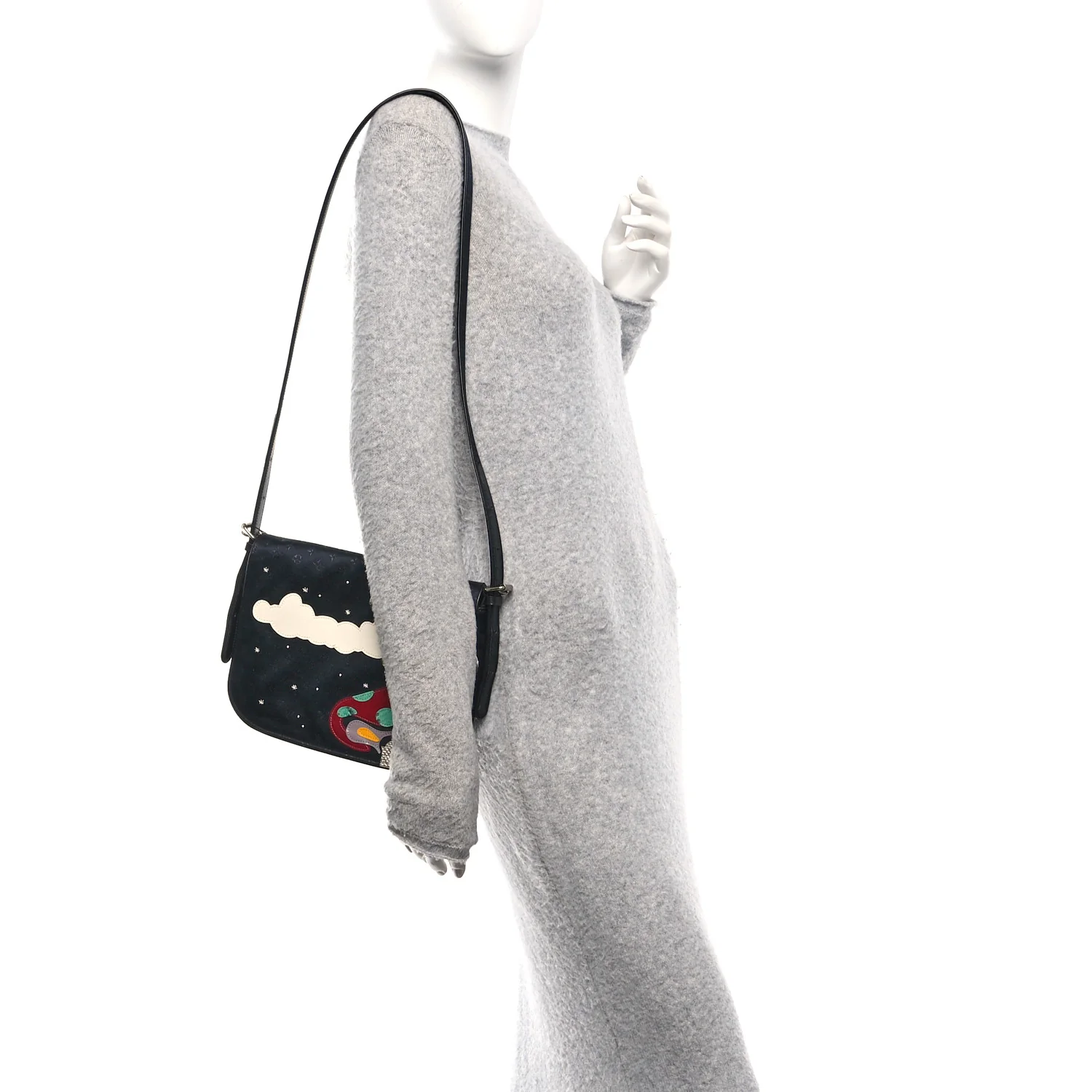 Satin Mini Monogram Conte De Fees Patchwork Musette Black