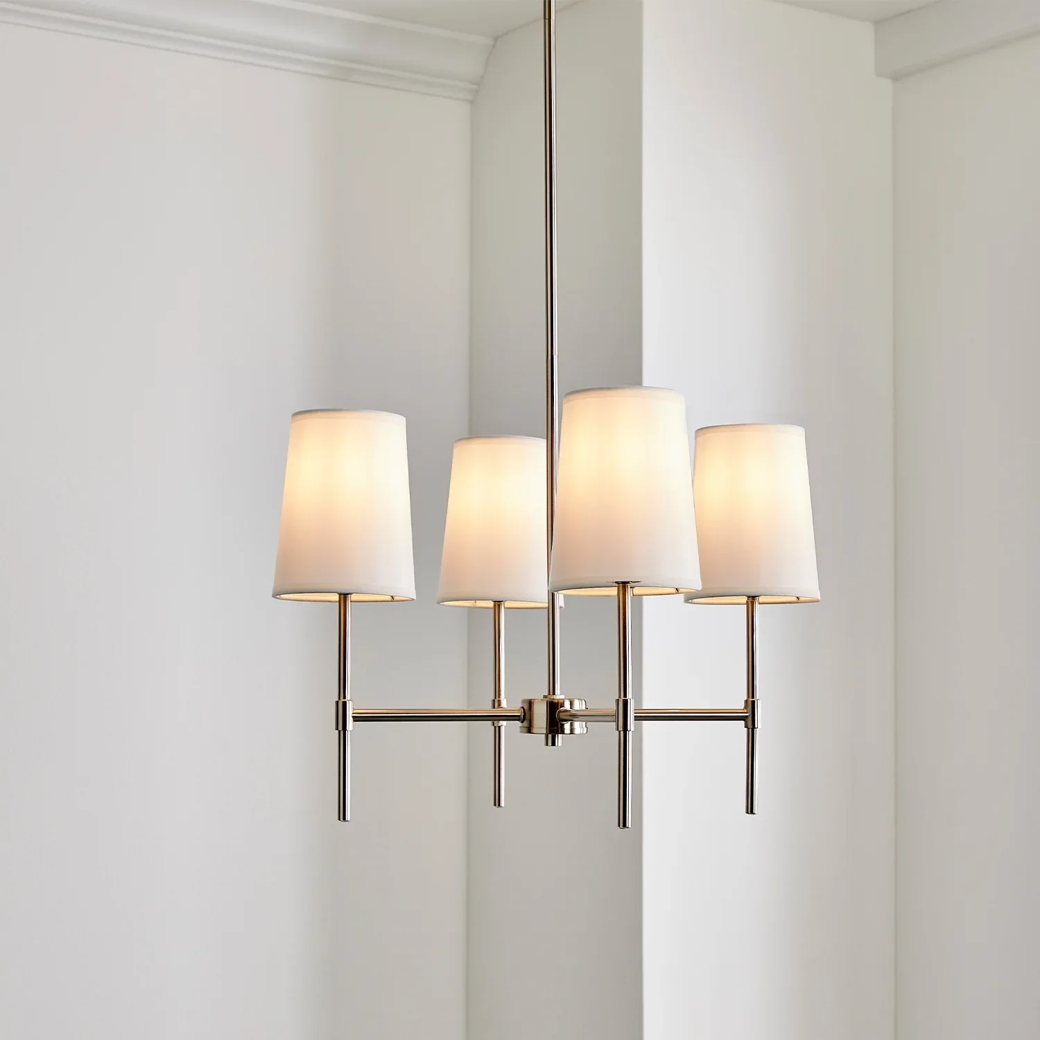 Better Homes & Gardens Meadowood 4-Light Chandelier, Matte Black Finish, White Fabric Shades, LED Bulbs Included