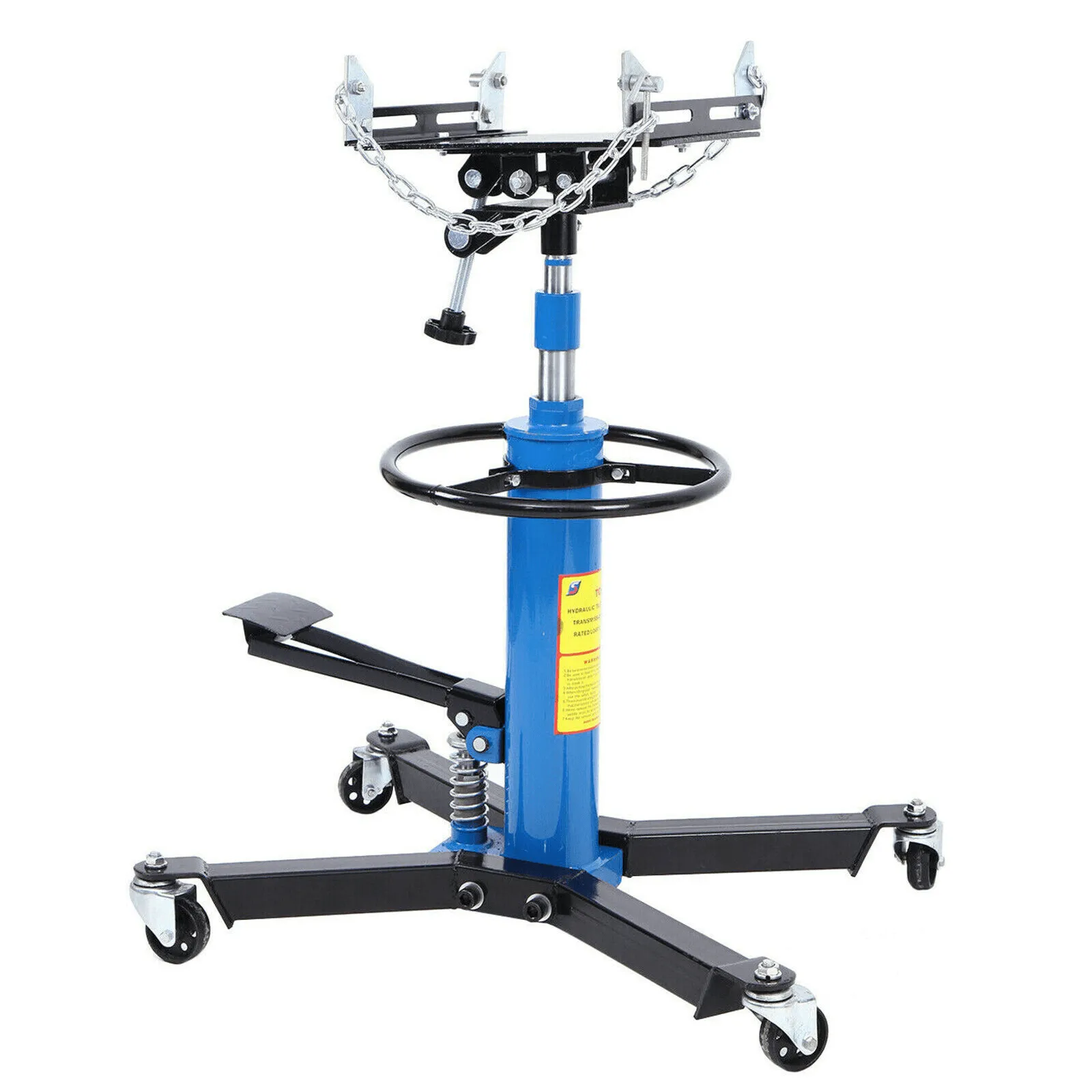 Cric hydraulique vertical de transmission automobile de 750 kg (1660 livres) avec pédale de roue pivotante à 360°, bleu, 84-178 cm (33-70 pouces) (0,75 tonne)